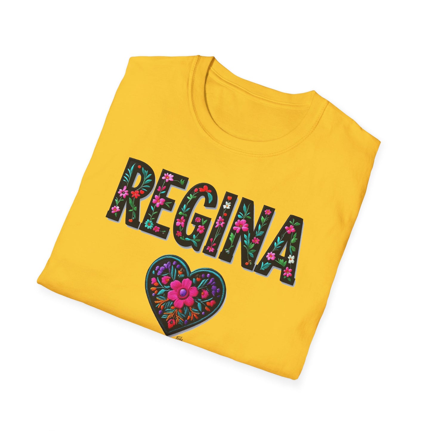 Regina Local Gal Flower-Heart T-Shirt, c10-n00-s005 Softstyle Graphic Tee, Unisex Casual Wear, Support Local Merch, Gift for Community Lovers, Finkz WINDSOR