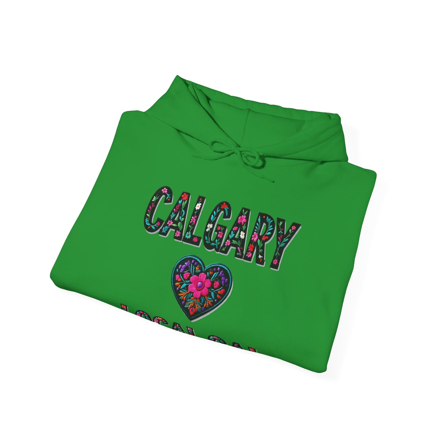 Calgary Local Gal Flower c11-n00-hs005, Hooded Sweatshirt - Unisex Heavy Blend™ Pullover, Casual Hoodie for Every Day, Gift for Friends, Support'n Locals -Local Pride Apparel Support Your Community