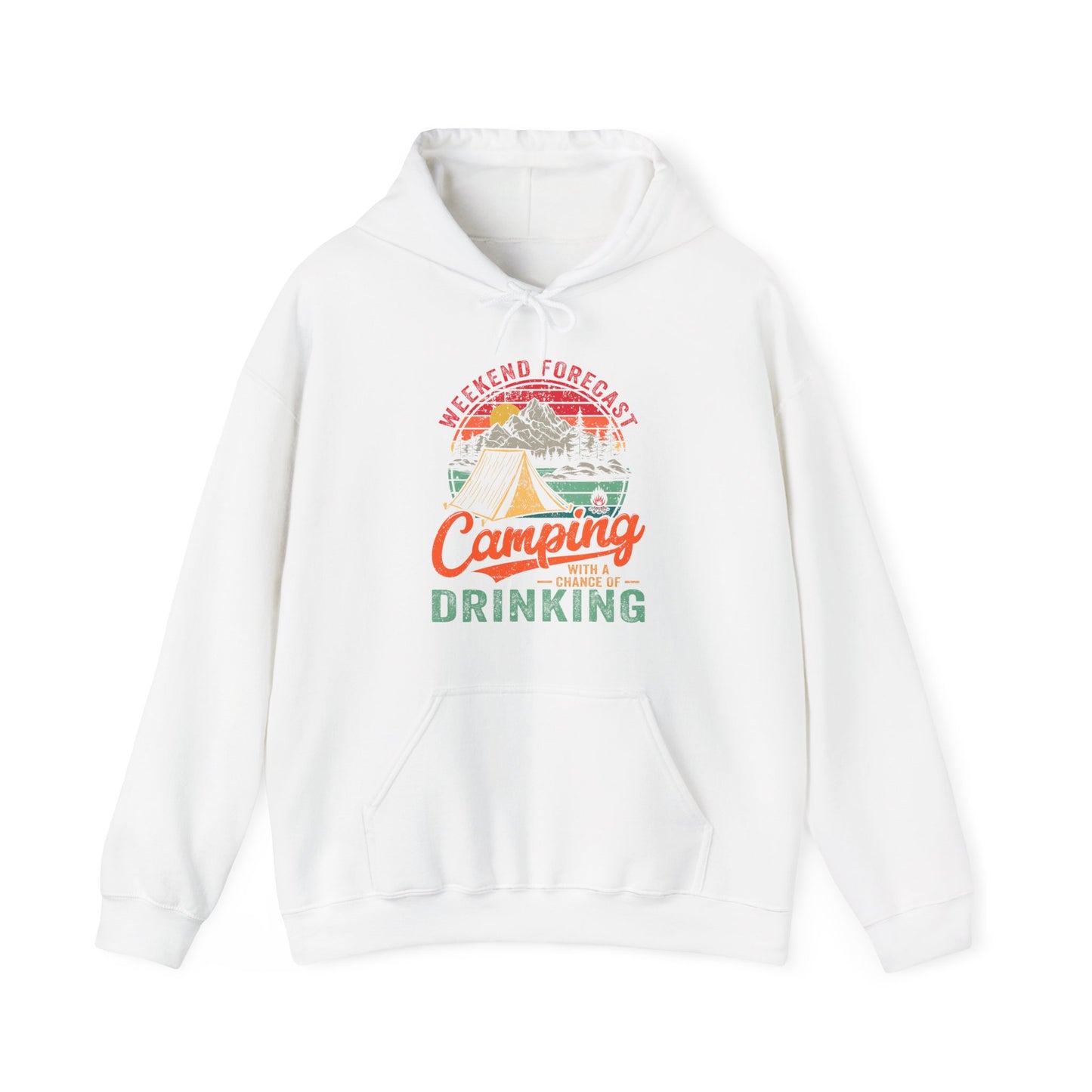 Weekend Forcast Hoodie | HappyCamperCrew.Com 100% Authentic | Cozy Camping Hoodie | Unisex Hooded Sweatshirt for Nature Lovers, Casual Wear, Gift for Him/Her, Outdoor Adventures, Cozy Days & Warm Nights by the Campfire