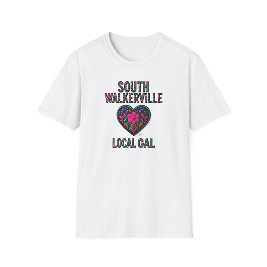 SOUTH WALKERVILLE Local Gal Flower-Heart T-Shirt, Softstyle Graphic Tee, Unisex Casual Wear, Support Local Merch, Gift for Community Lovers, Finkz WINDSOR