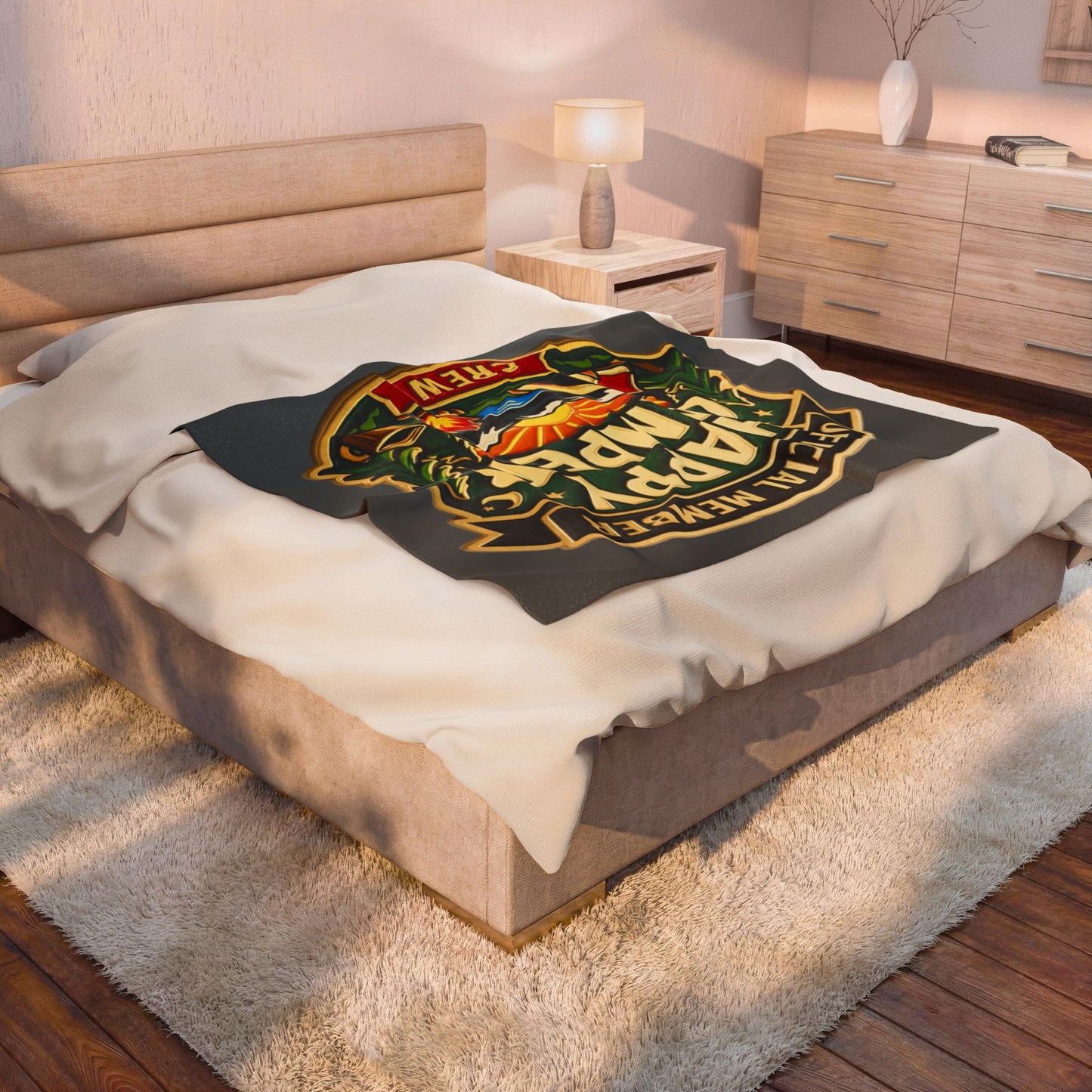 Blanket short side - Official Member* Happy Camper Crew Velveteen Plush Blanket — "happycampercrew.com other" Mountain Camper Throw