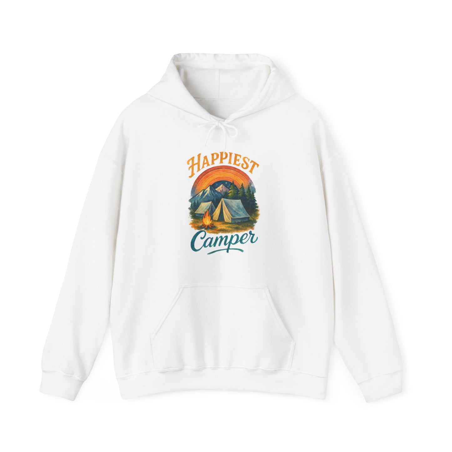 Happiest Camper Hoodie | HappyCamperCrew.Com 100% Authentic | Cozy Camping Hoodie | Unisex Hooded Sweatshirt for Nature Lovers, Casual Wear, Gift for Him/Her, Outdoor Adventures, Cozy Days & Warm Nights by the Campfire
