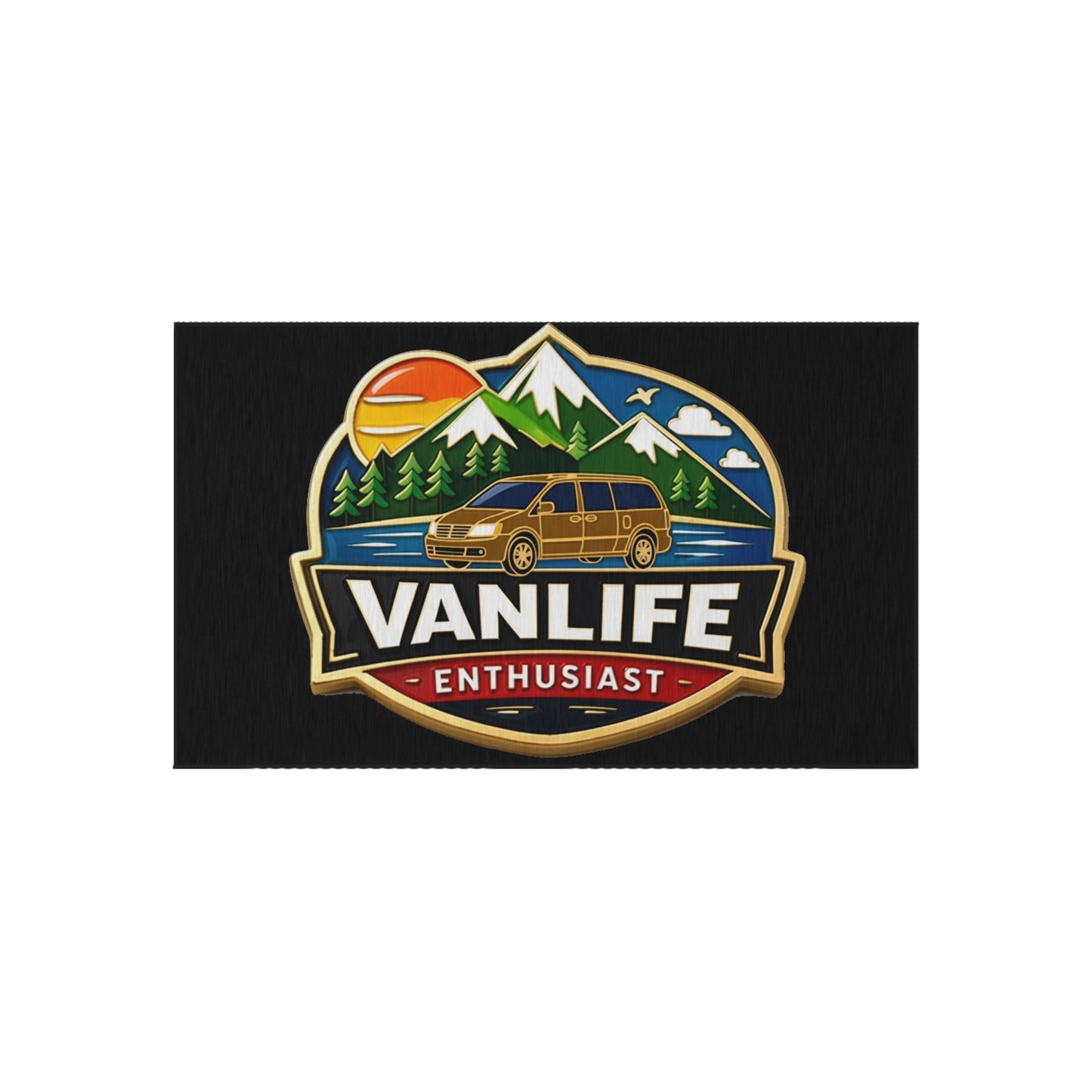 Vanlife Enthusiast Outdoor Rug — Camping Van Adventure Doormat