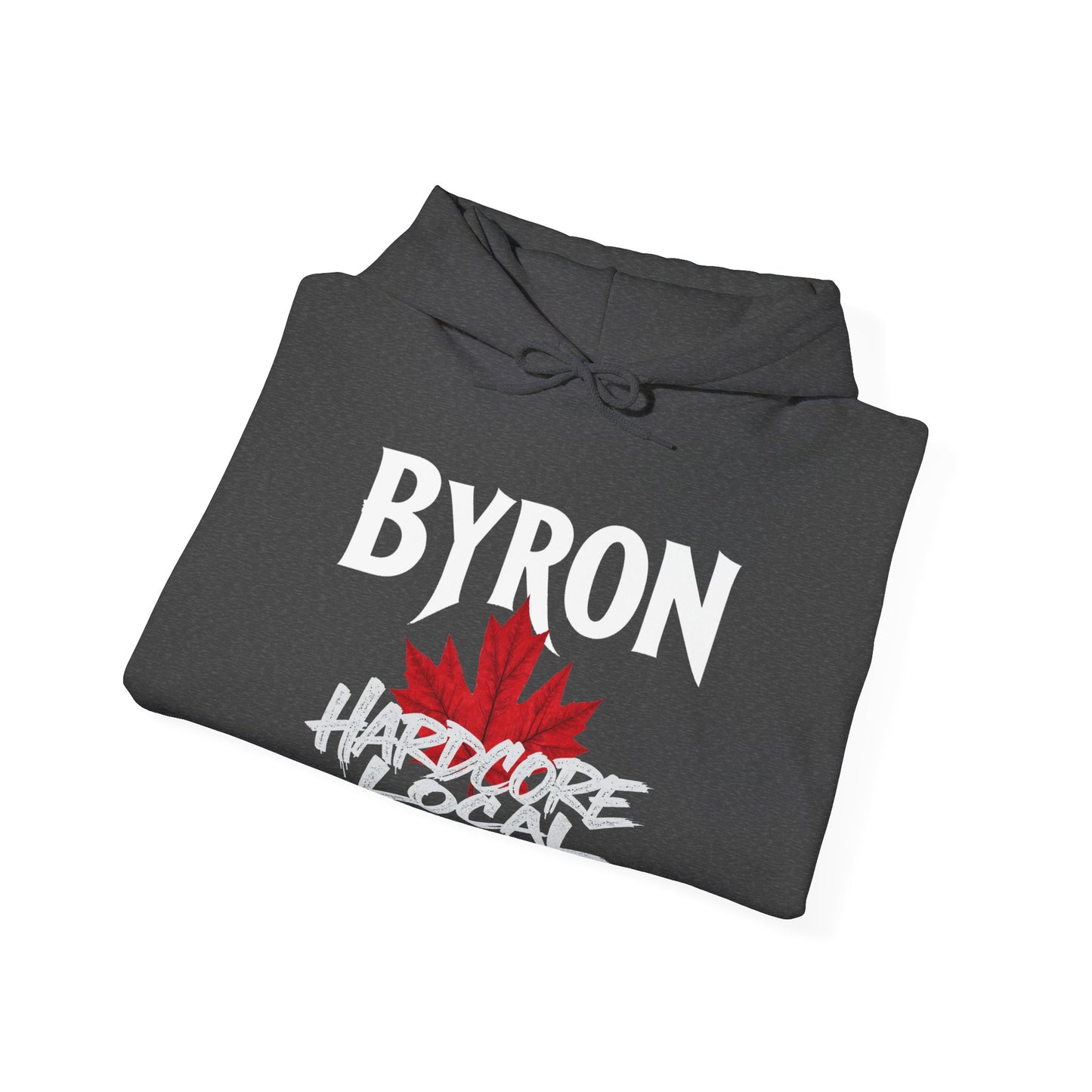 Byron HARDCORE LOCAL red leaf, Hooded Sweatshirt - c02-n02-hs006 Unisex Heavy Blend™ Pullover, Casual Hoodie for Every Day, Gift for Friends, Support'n Locals -Local Pride Apparel Support Your Community