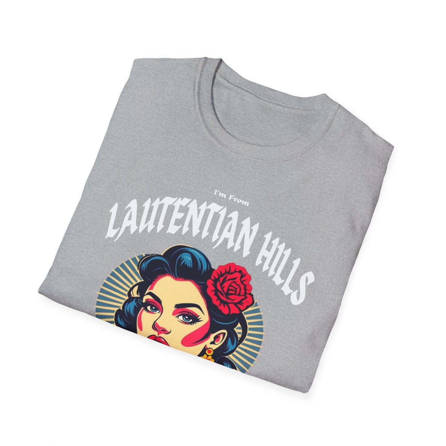 Laurentian Hills Underestimate Gal T-Shirt, c03-n06-s001 Softstyle Graphic Tee, Unisex Casual Wear, Support'n Locals Merch, Gift for Community Lovers.