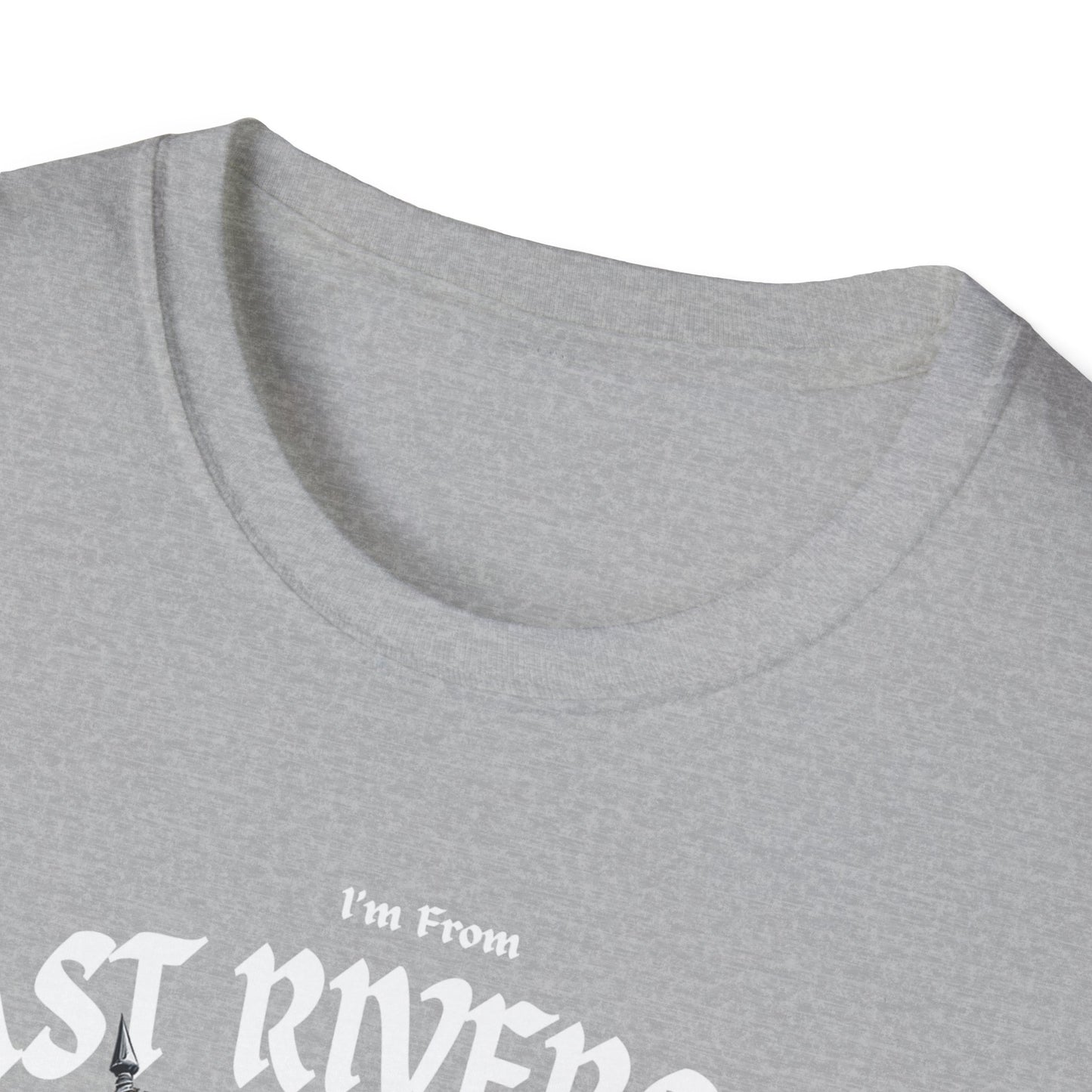 East Riverside Underestimate Guy T-Shirt, c01-n06-s002 Softstyle Graphic Tee, Unisex Casual Wear, Support'n Locals Merch, Gift for Community Lovers.