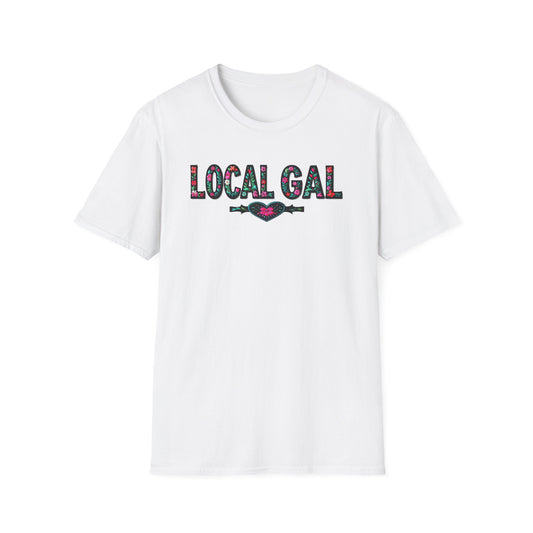 Local Gal Flower-Heart T-Shirt, Softstyle Graphic Tee, Unisex Casual Wear, Support Local Merch, Gift for Community Lovers