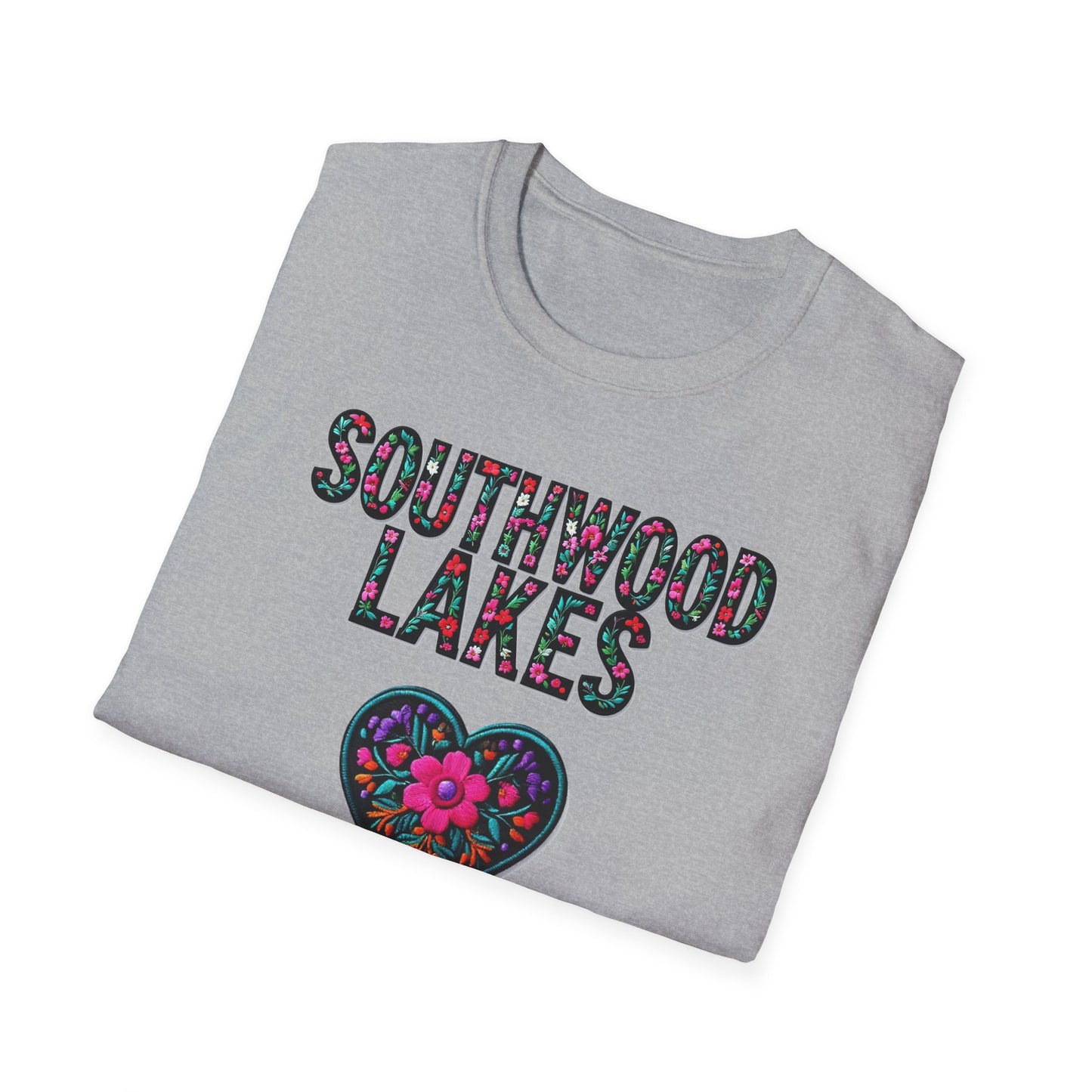 SOUTHWOOD LAKES Local Gal Flower-Heart T-Shirt, 3 Softstyle Graphic Tee, Unisex Casual Wear, Support Local Merch, Gift for Community Lovers, Finkz WINDSOR