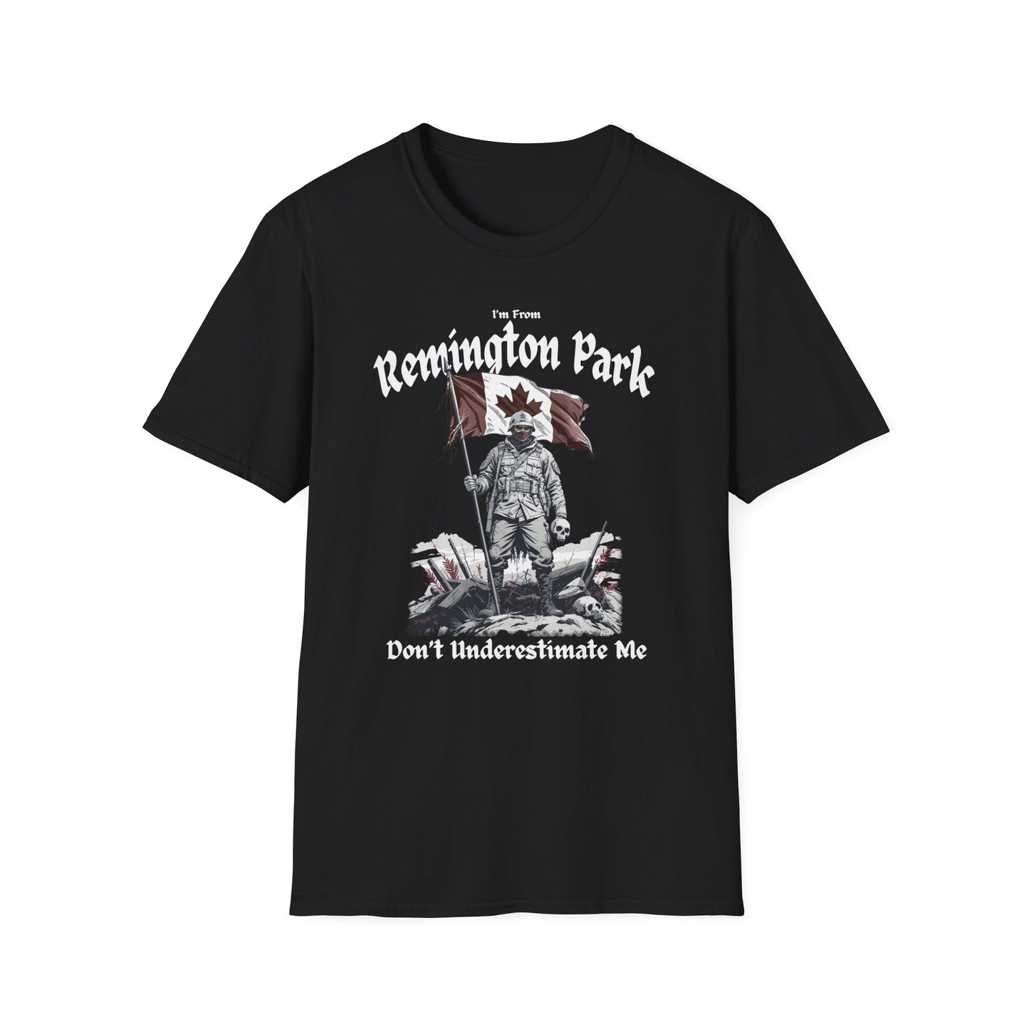 Remington Park Underestimate Guy T-Shirt, c10-n02-s002 Softstyle Graphic Tee, Unisex Casual Wear, Support'n Locals Merch, Gift for Community Lovers.