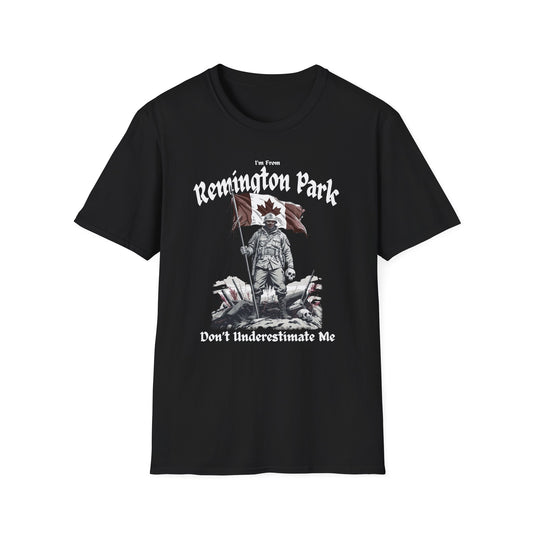 Remington Park Underestimate Guy T-Shirt, c10-n02-s002 Softstyle Graphic Tee, Unisex Casual Wear, Support'n Locals Merch, Gift for Community Lovers.