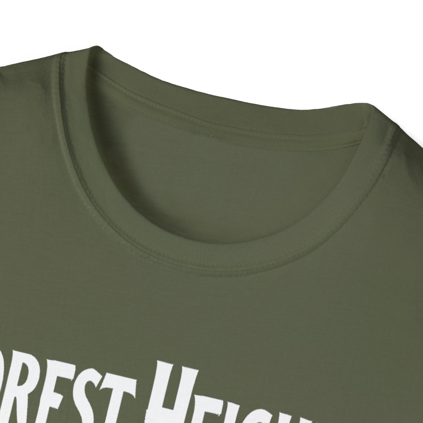 Forest Heights Hardcore Rep'n White Leaf T-Shirt, c03-n03-s007 Softstyle Graphic Tee, Unisex Casual Wear, Support'n Locals Merch, Gift for Community Lovers.