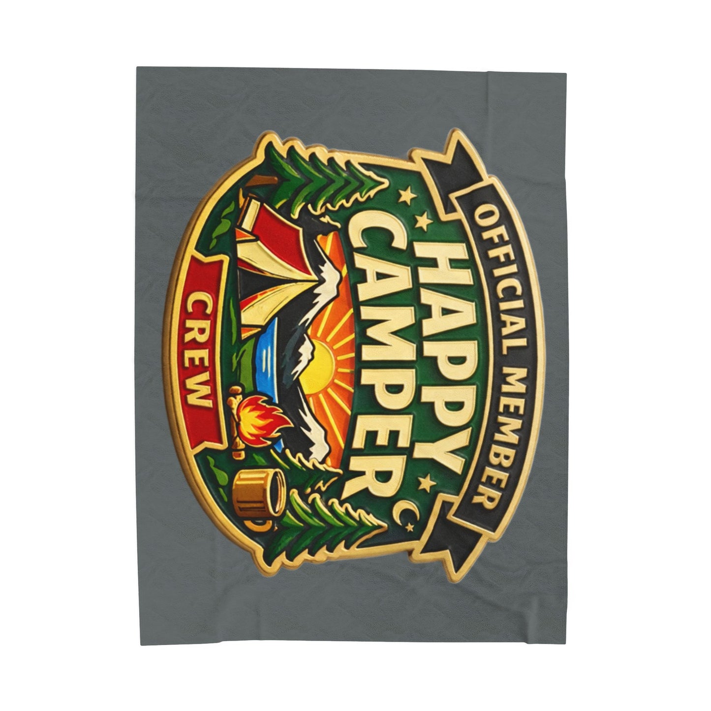 Blanket short side - Official Member* Happy Camper Crew Velveteen Plush Blanket — "happycampercrew.com other" Mountain Camper Throw