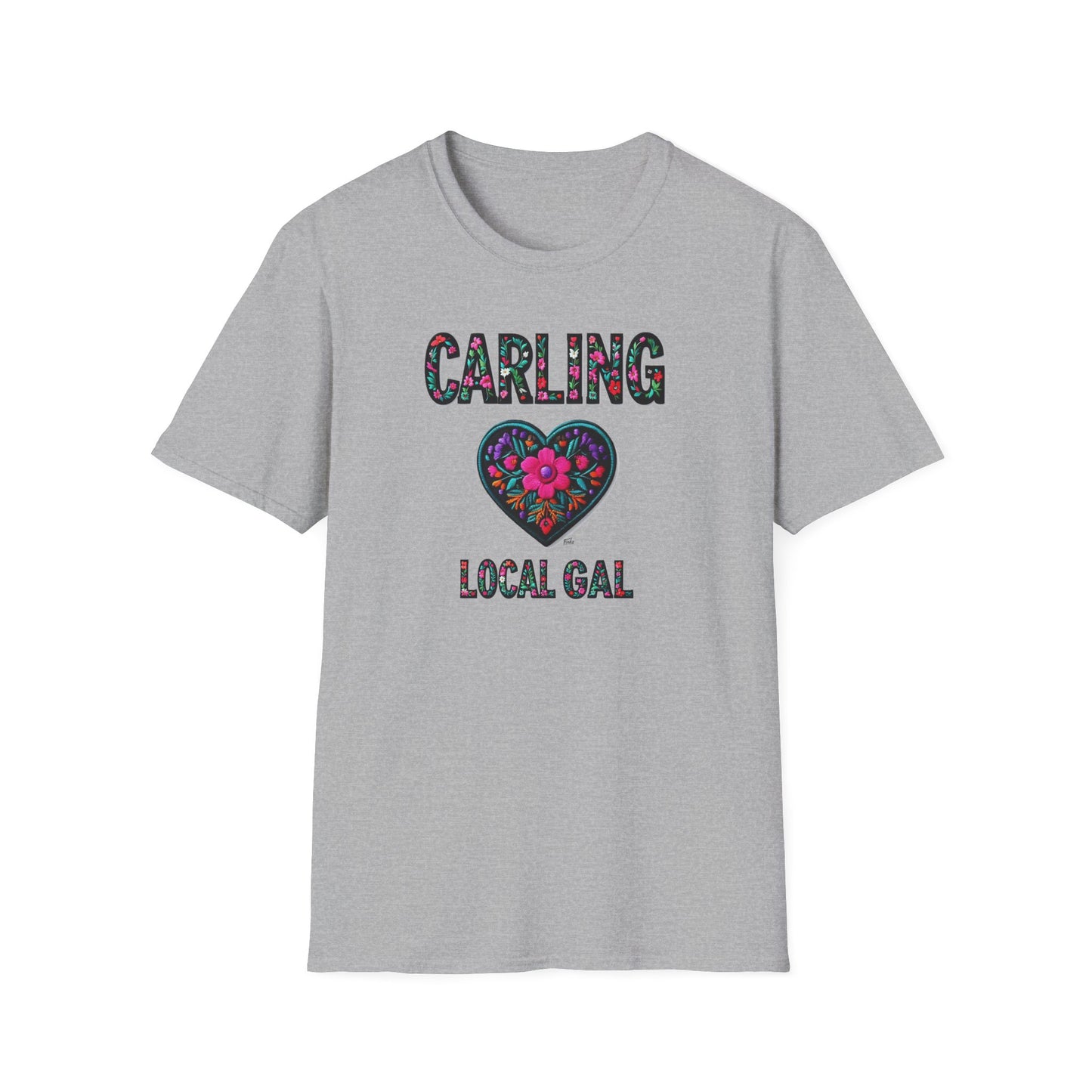 Carling Local Gal Flower-Heart T-Shirt, c02-n03-s05  Softstyle Graphic Tee, Unisex Casual Wear, Support Local Merch, Gift for Community Lovers, Finkz WINDSOR