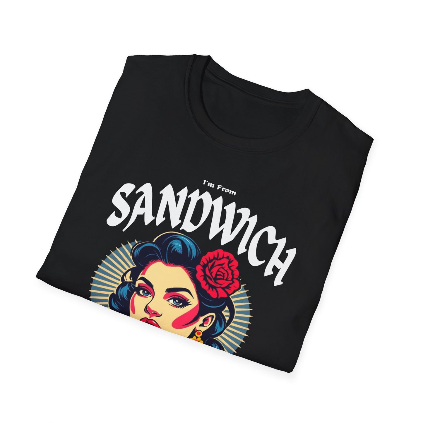 Sandwich Underestimate Gal T-Shirt, c01-n13-s001 Softstyle Graphic Tee, Unisex Casual Wear, Support'n Locals Merch, Gift for Community Lovers.