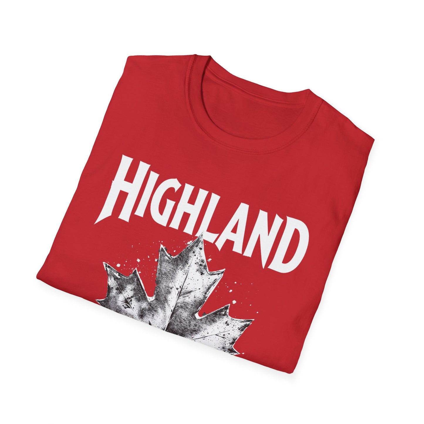 Highland Hardcore Rep'n White Leaf T-Shirt, c02-n05-s007 Softstyle Graphic Tee, Unisex Casual Wear, Support'n Locals Merch, Gift for Community Lovers.