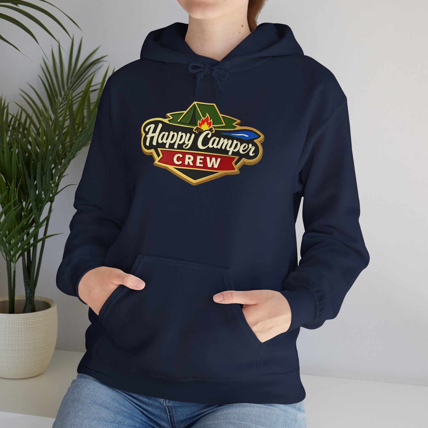 Happy Camper Crew - Dark Hoodie |  100% Authentic | Cozy Camping Hoodie | Unisex Hooded Sweatshirt for Nature Lovers, Casual Wear, Gift for Him/Her, Outdoor Adventures.. - HappyCamperCrew.com