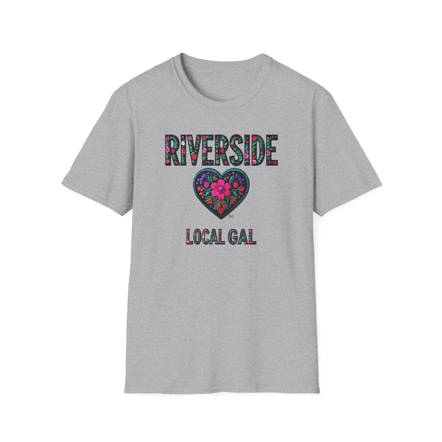 RIVERSIDE Local Gal Flower-Heart T-Shirt, Softstyle Graphic Tee, Unisex Casual Wear, Support Local Merch, Gift for Community Lovers, Finkz WINDSOR