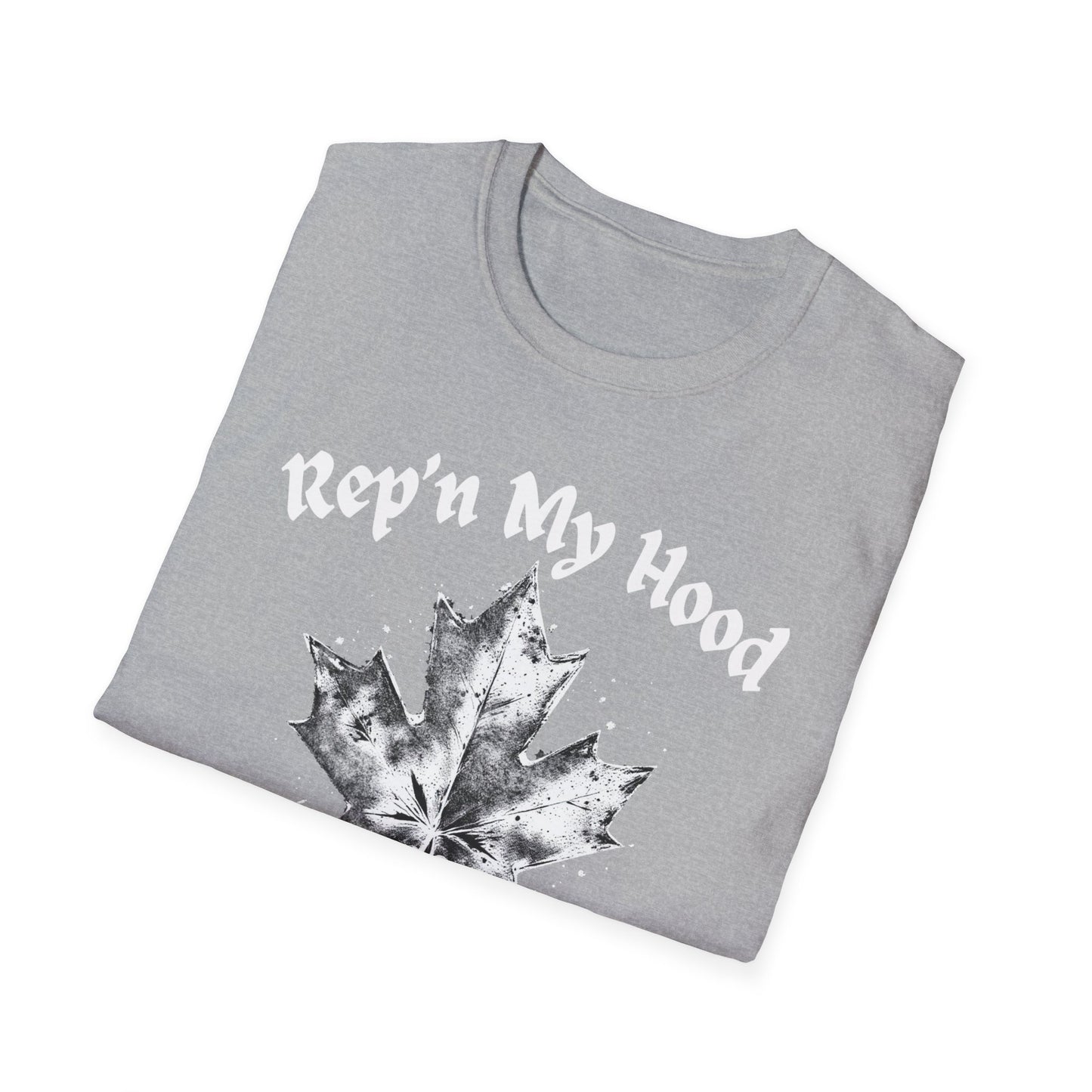 FOREST GLADE +BACK Rep'n My Hood Cool Leaf, T-Shirt, Softstyle Graphic Tee, Unisex Casual Wear, Support Local Merch, Gift for Community Lovers