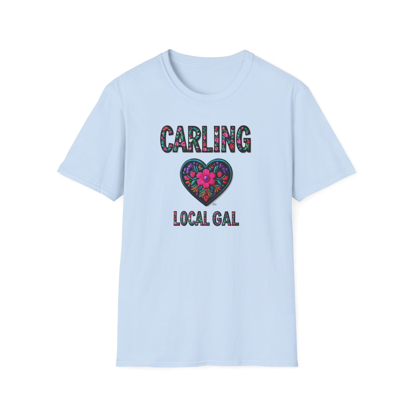 Carling Local Gal Flower-Heart T-Shirt, c02-n03-s05  Softstyle Graphic Tee, Unisex Casual Wear, Support Local Merch, Gift for Community Lovers, Finkz WINDSOR