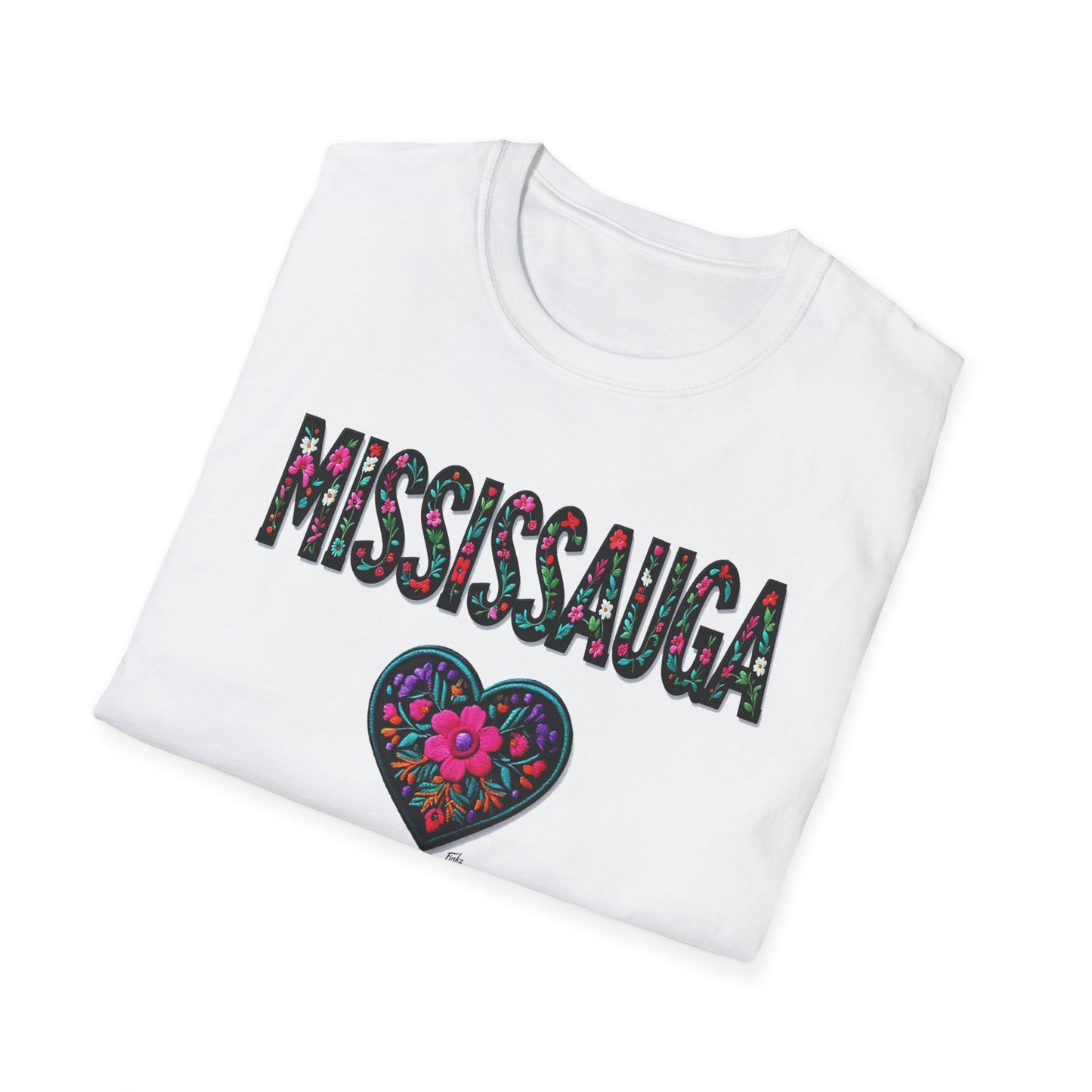 Mississauga Local Gal Flower-Heart T-Shirt, c05-n00-s005 Softstyle Graphic Tee, Unisex Casual Wear, Support Local Merch, Gift for Community Lovers, Finkz WINDSOR