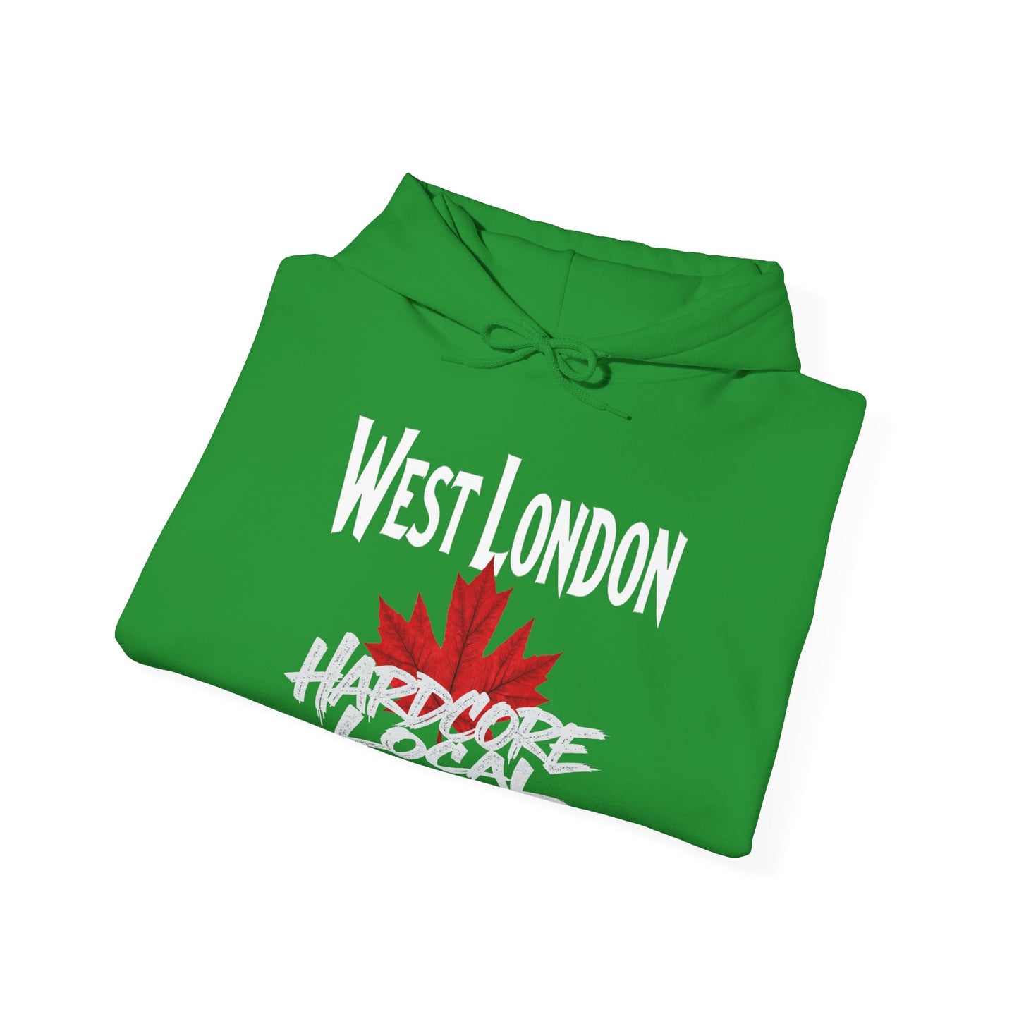 West London HARDCORE LOCAL red leaf, Hooded Sweatshirt - c02-n08-hs006 Unisex Heavy Blend™ Pullover, Casual Hoodie for Every Day, Gift for Friends, Support'n Locals -Local Pride Apparel Support Your Community