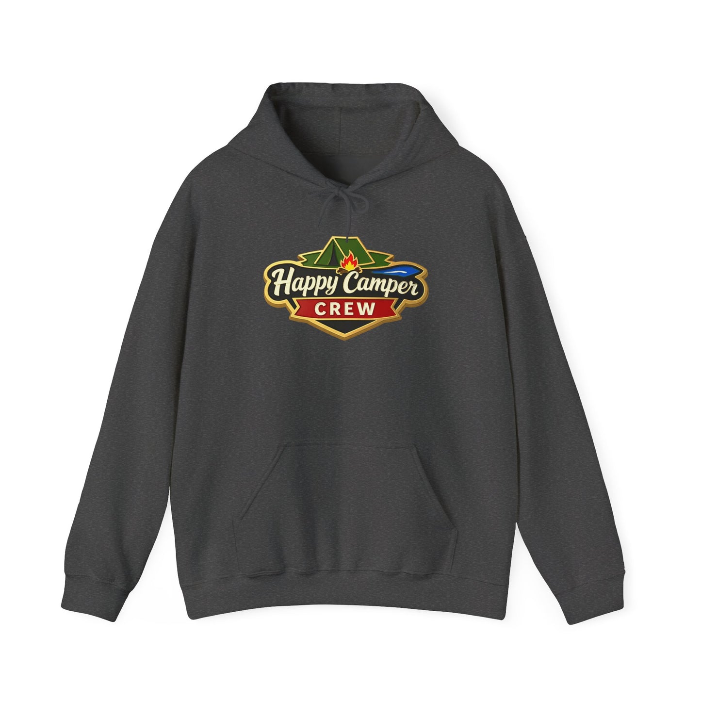 Happy Camper Crew - Dark Hoodie |  100% Authentic | Cozy Camping Hoodie | Unisex Hooded Sweatshirt for Nature Lovers, Casual Wear, Gift for Him/Her, Outdoor Adventures.. - HappyCamperCrew.com