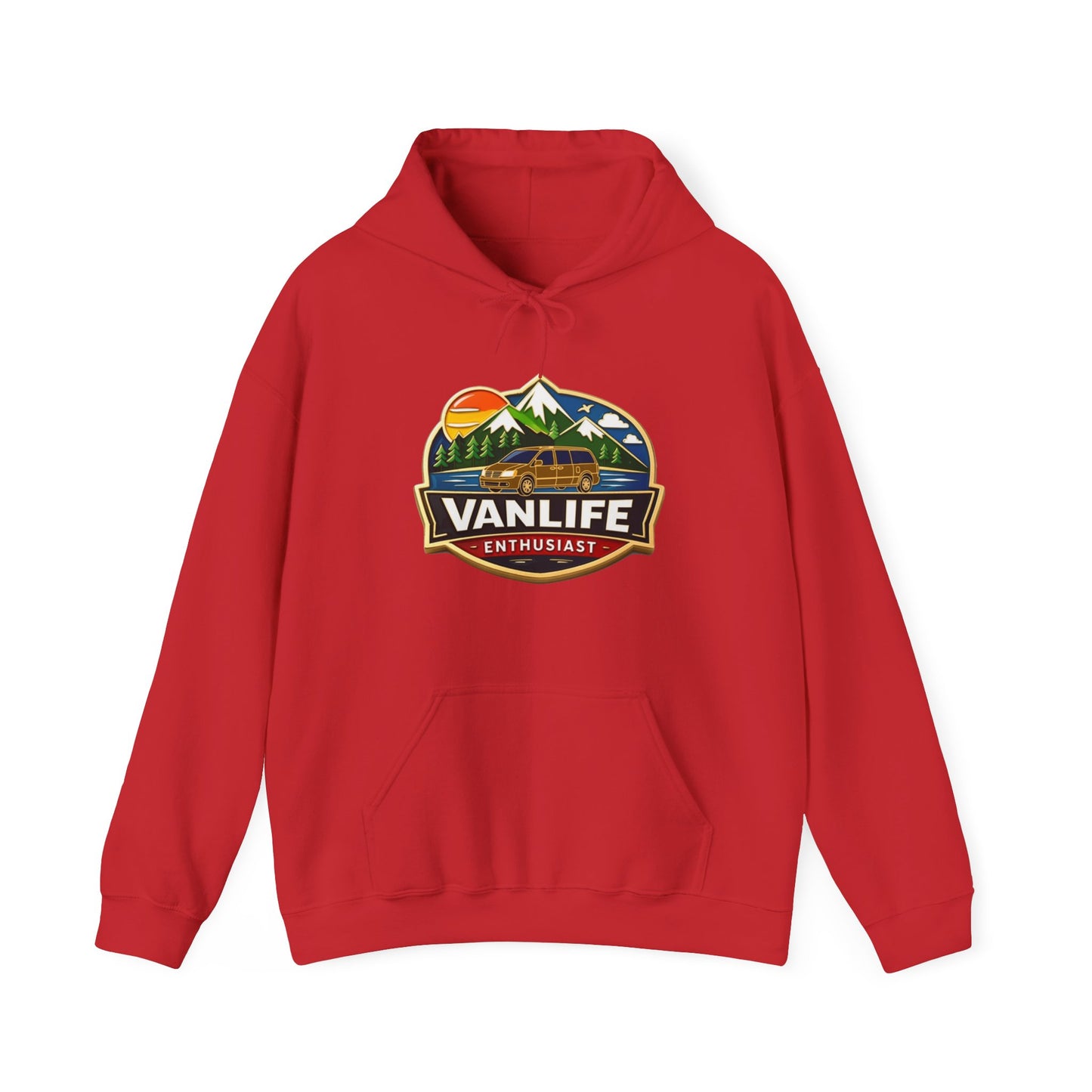 Vanlife Enthusiast Hoodie - Vintage Mountain Camper Graphic Hooded Sweatshirt