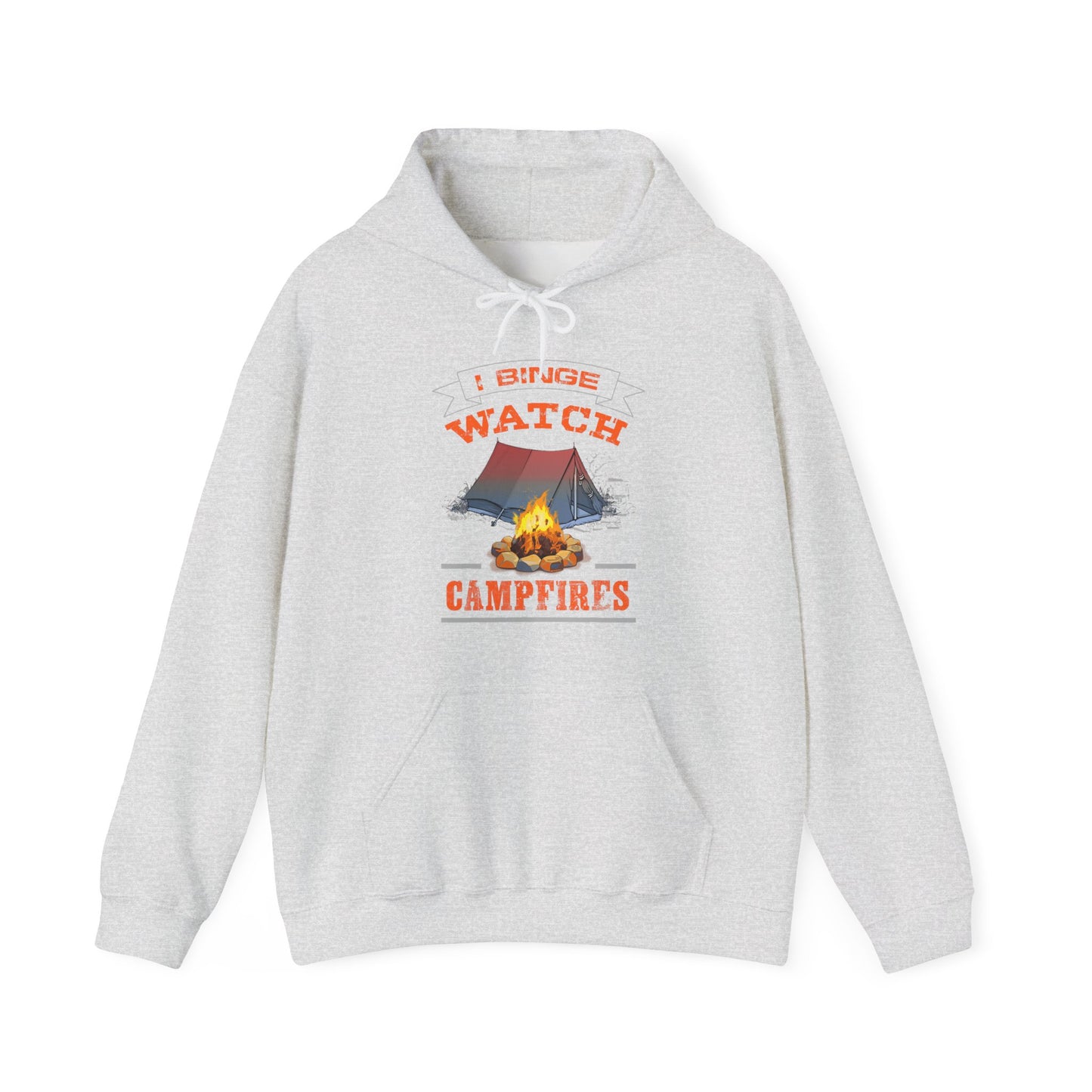 I Binge Watch Campfires Hoodie | HappyCamperCrew.Com 100% Authentic | Cozy Camping Hoodie | Unisex Hooded Sweatshirt for Nature Lovers, Casual Wear, Gift for Him/Her, Outdoor Adventures, Cozy Days & Warm Nights by the Campfire