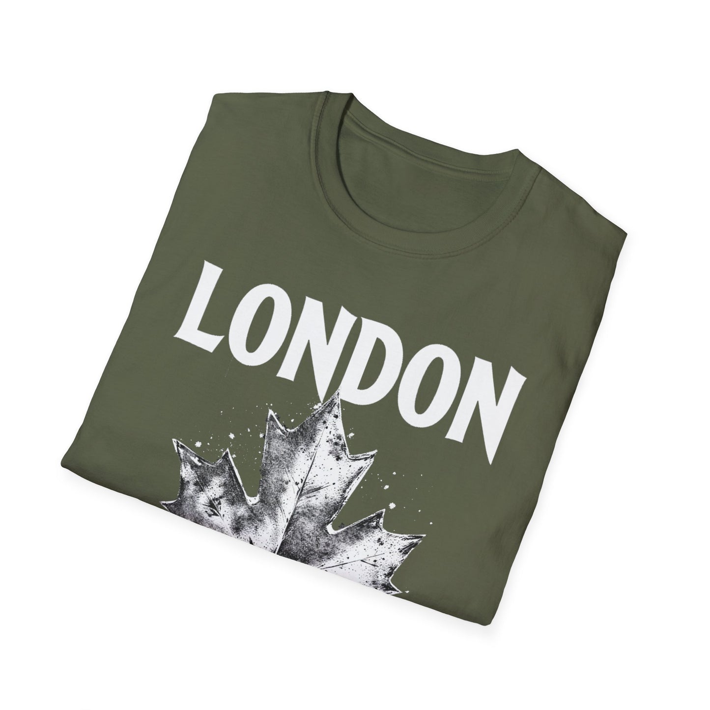 London Hardcore Rep'n White Leaf T-Shirt, c002-n00-s007 Softstyle Graphic Tee, Unisex Casual Wear, Support'n Locals Merch, Gift for Community Lovers.