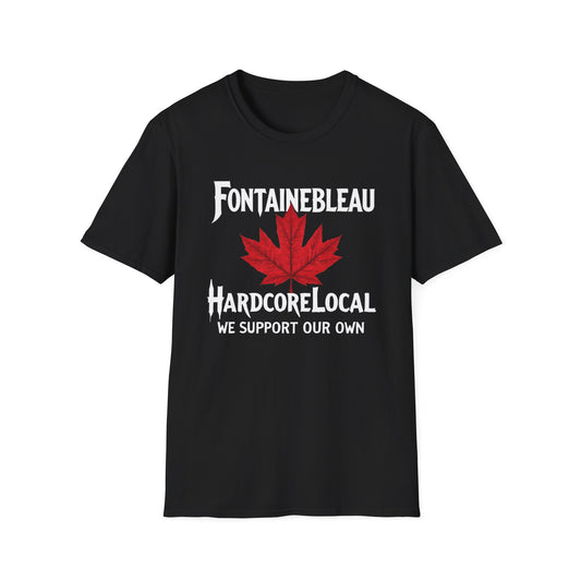 Fontainebleau Hardcore Local Red Leaf, We Support Our Own, 1 T-Shirt, Softstyle Graphic Tee, Unisex Casual Wear, Support Local Merch, Gift for Community Lovers