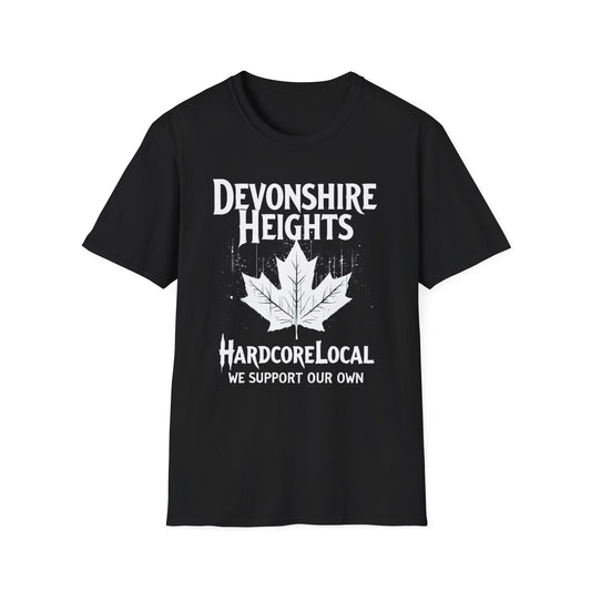 DEVONSHIRE HEIGHTS, We Support Our Own 2, Hardcore Local White Leaf T-Shirt, Softstyle Graphic Tee, Unisex Casual Wear, Support Local Merch, Gift for Community Lovers Finkz Windsor