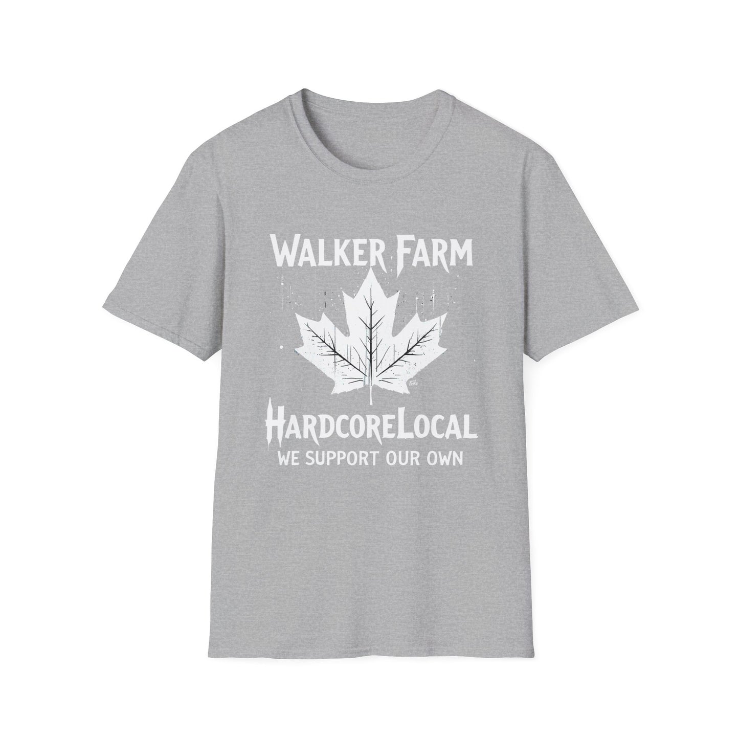 WALKER FARM, We Support Our Own 2, Hardcore Local White Leaf T-Shirt, Softstyle Graphic Tee, Unisex Casual Wear, Support Local Merch, Gift for Community Lovers Finkz Windsor