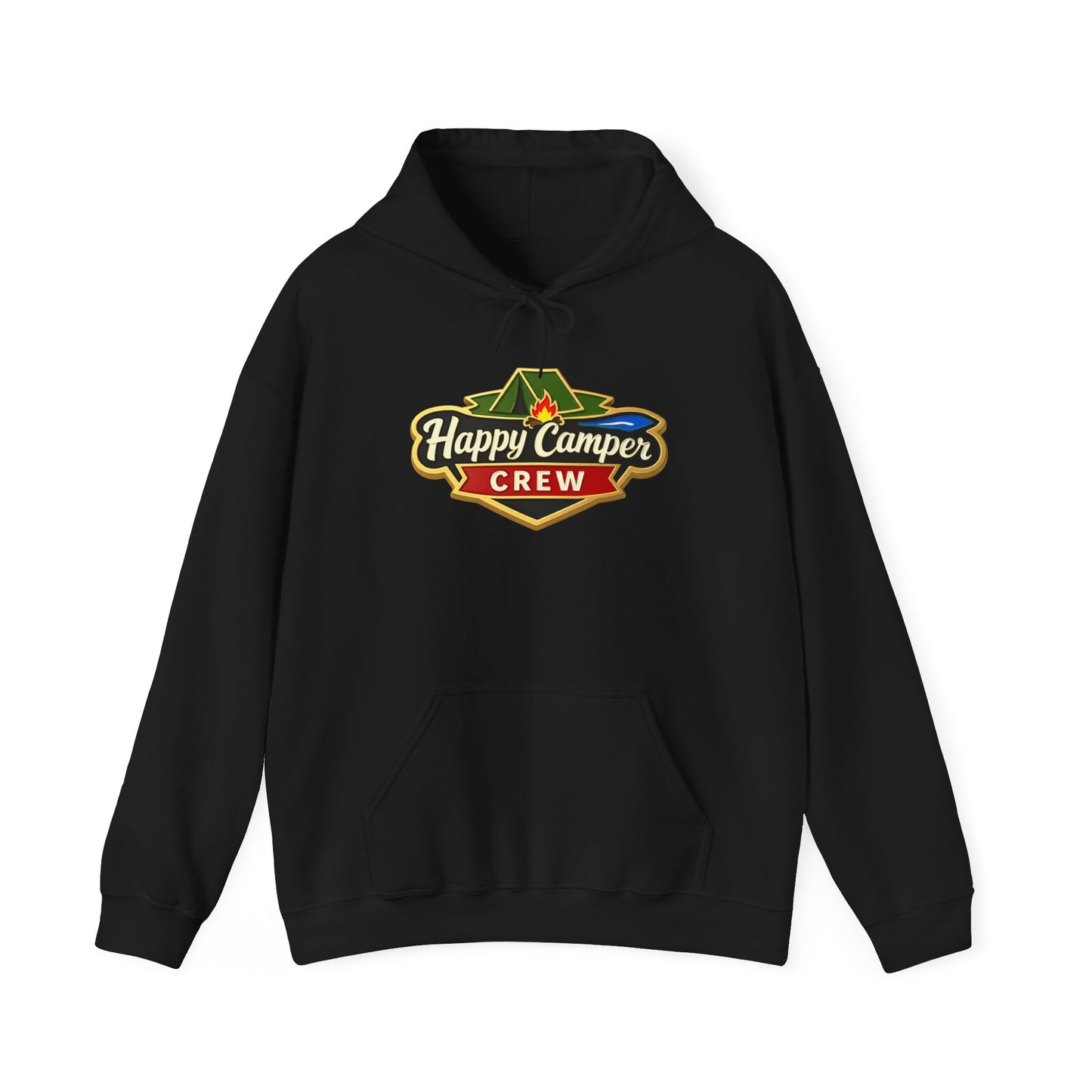 Happy Camper Crew - Dark Hoodie |  100% Authentic | Cozy Camping Hoodie | Unisex Hooded Sweatshirt for Nature Lovers, Casual Wear, Gift for Him/Her, Outdoor Adventures.. - HappyCamperCrew.com