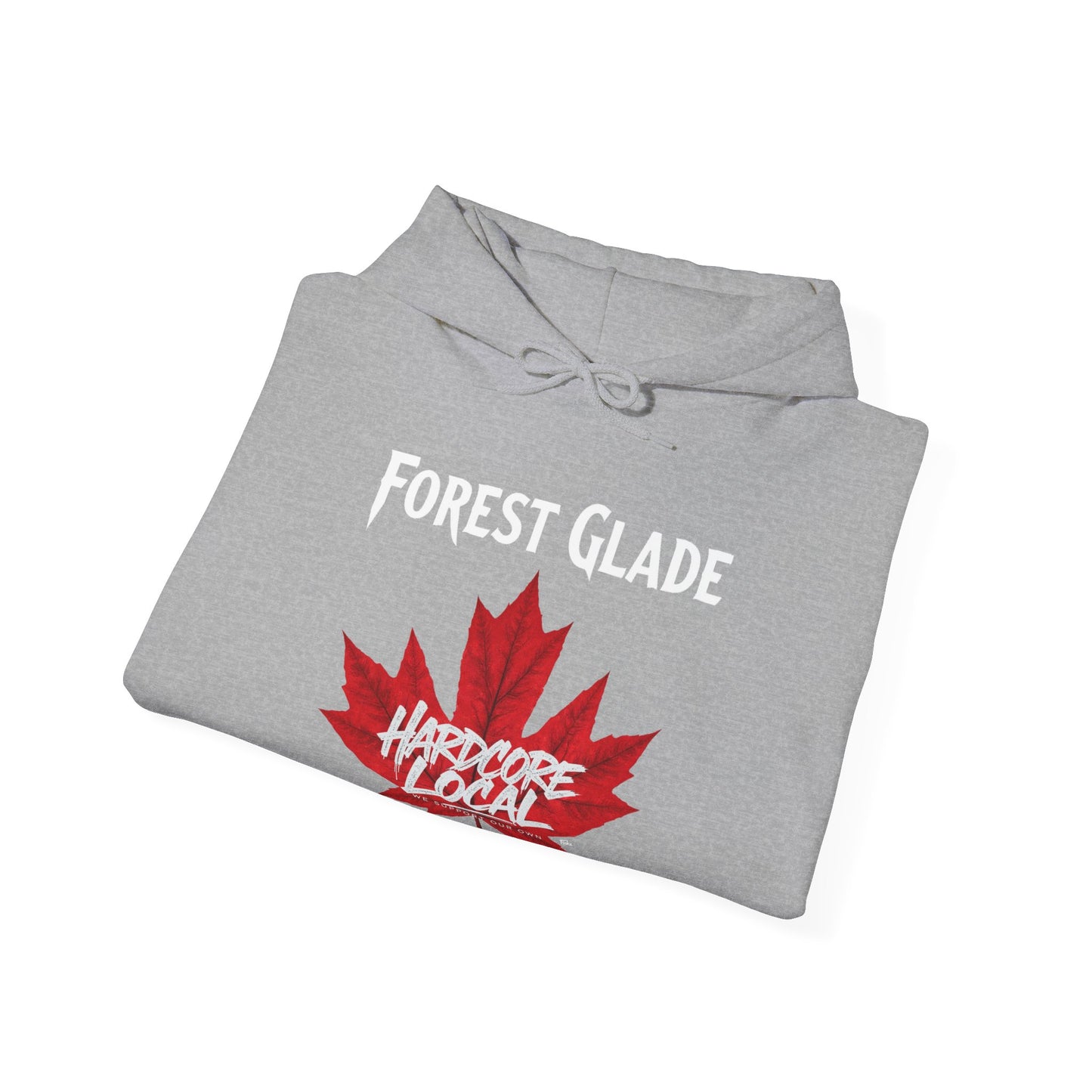 FOREST GLADE RED LEAF HARDCORE LOCAL Hooded Sweatshirt - Unisex Heavy Blend™ Pullover, Casual Hoodie for Every Day, Gift for Friends, Local Pride Apparel Support Your Community Finkz 49