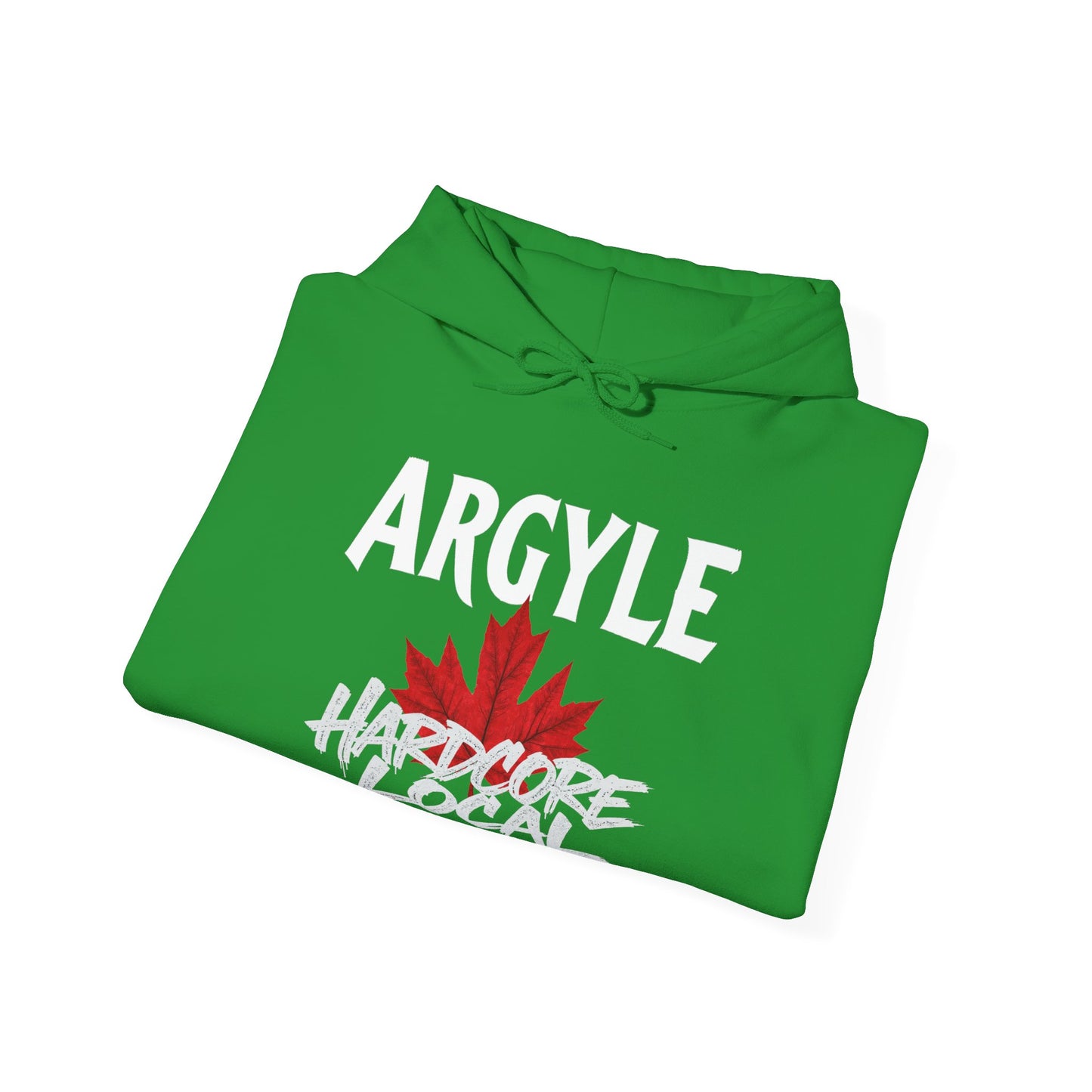 Argyle HARDCORE LOCAL red leaf, Hooded Sweatshirt - c02-n01-hs006 Unisex Heavy Blend™ Pullover, Casual Hoodie for Every Day, Gift for Friends, Support'n Locals -Local Pride Apparel Support Your Community