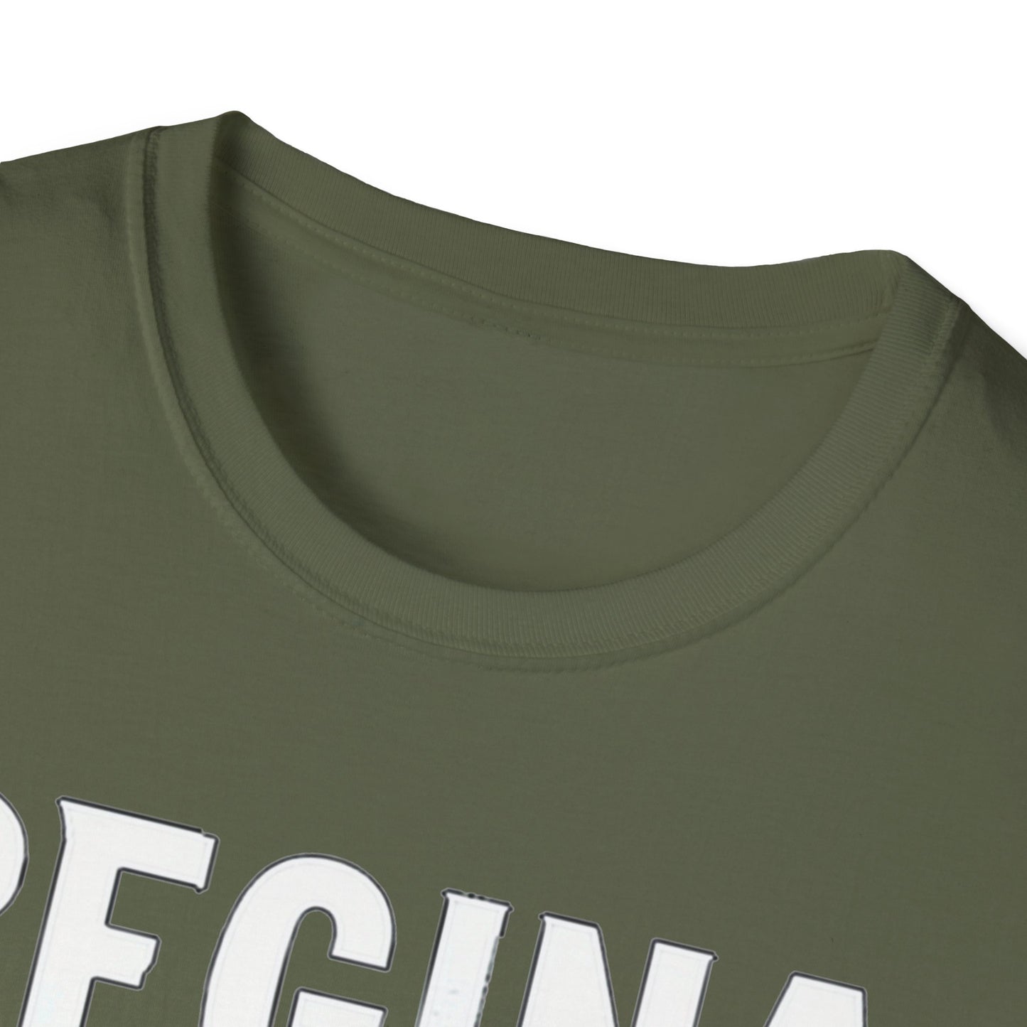 Regina Hardcore Rep'n White Leaf T-Shirt, c010-n00-s007 Softstyle Graphic Tee, Unisex Casual Wear, Support'n Locals Merch, Gift for Community Lovers.