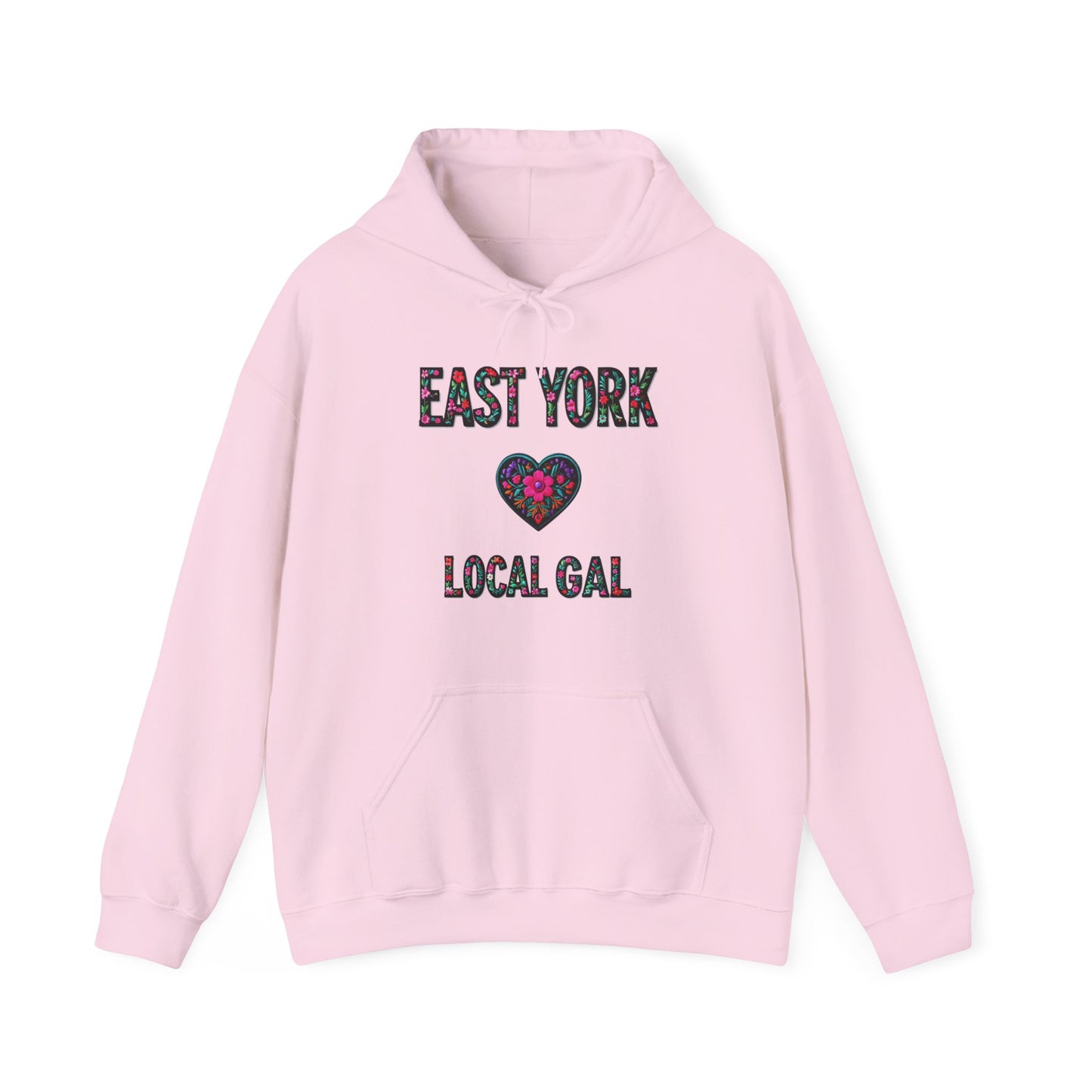 East York Local Gal Flower c06-n02-hs005, Hooded Sweatshirt -  Unisex Heavy Blend™ Pullover, Casual Hoodie for Every Day, Gift for Friends, Support'n Locals -Local Pride Apparel Support Your Community