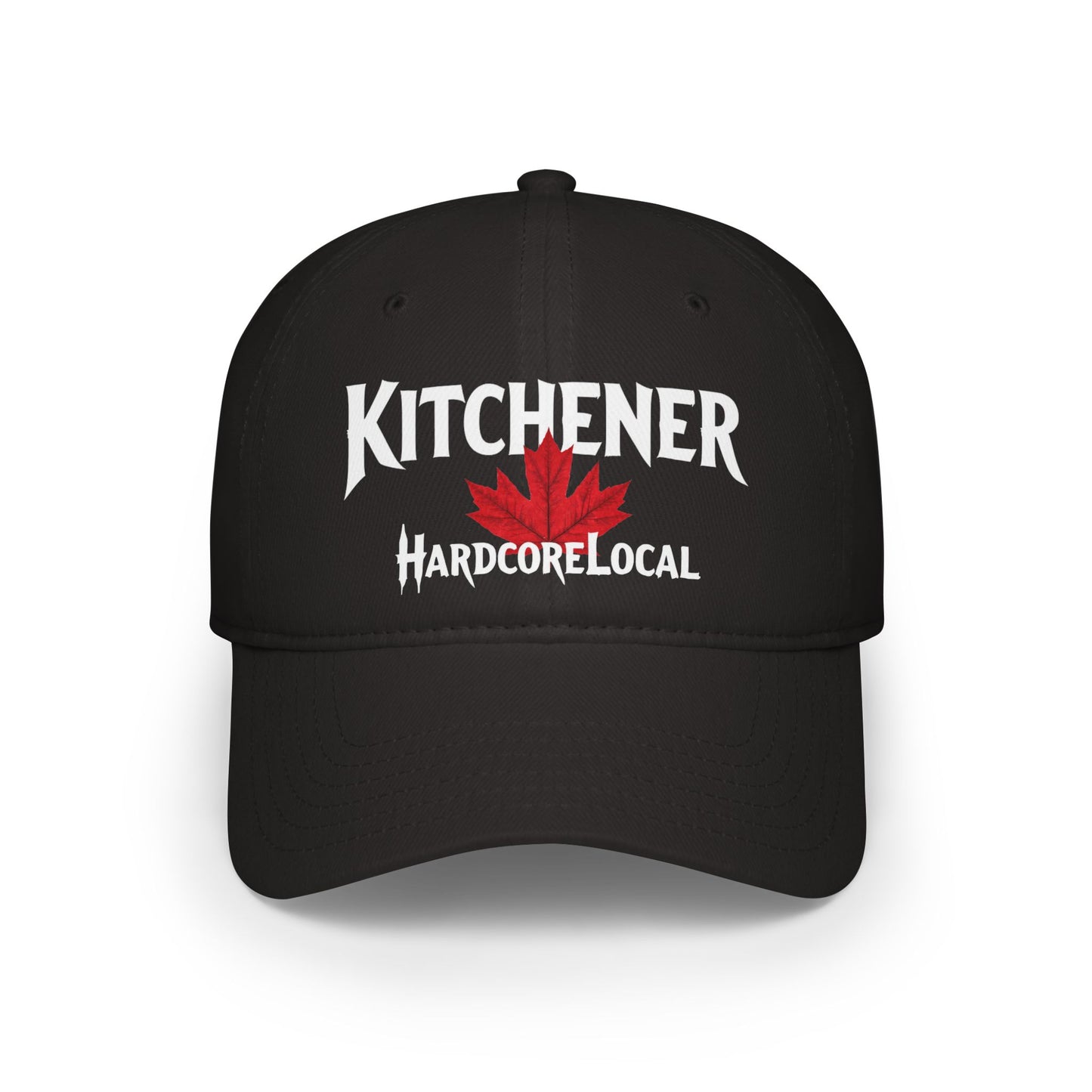 Kitchener HARDCORE LOCAL Red LEAF Low Profile Baseball Cap - Hat for Community Lovers