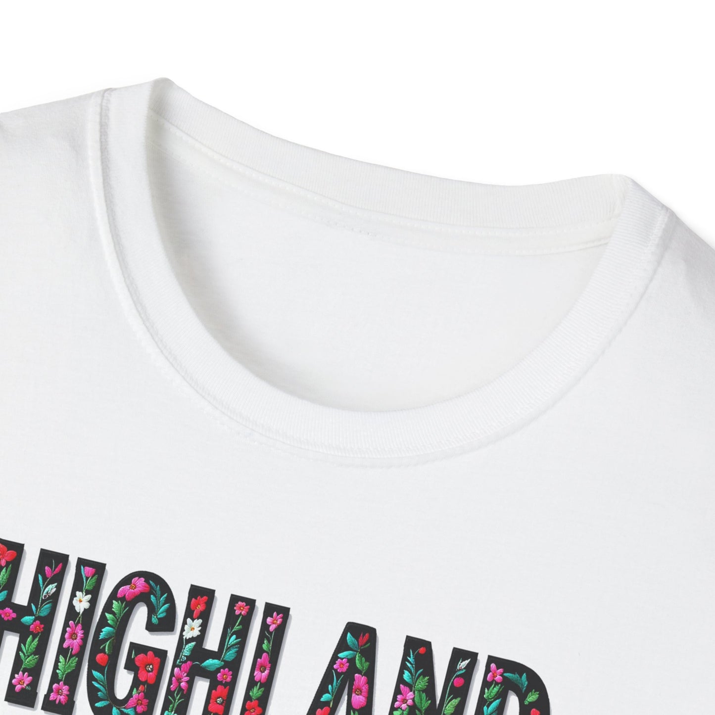 Highland Local Gal Flower-Heart T-Shirt, c02-n05-s05  Softstyle Graphic Tee, Unisex Casual Wear, Support Local Merch, Gift for Community Lovers, Finkz WINDSOR