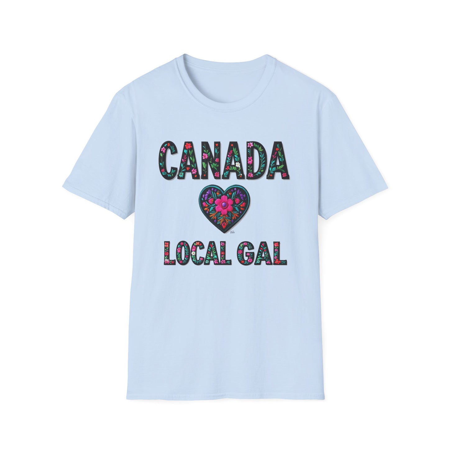 Canada Local Gal Flower-Heart T-Shirt, c00-n00-s005 Softstyle Graphic Tee, Unisex Casual Wear, Support Local Merch, Gift for Community Lovers, Finkz WINDSOR