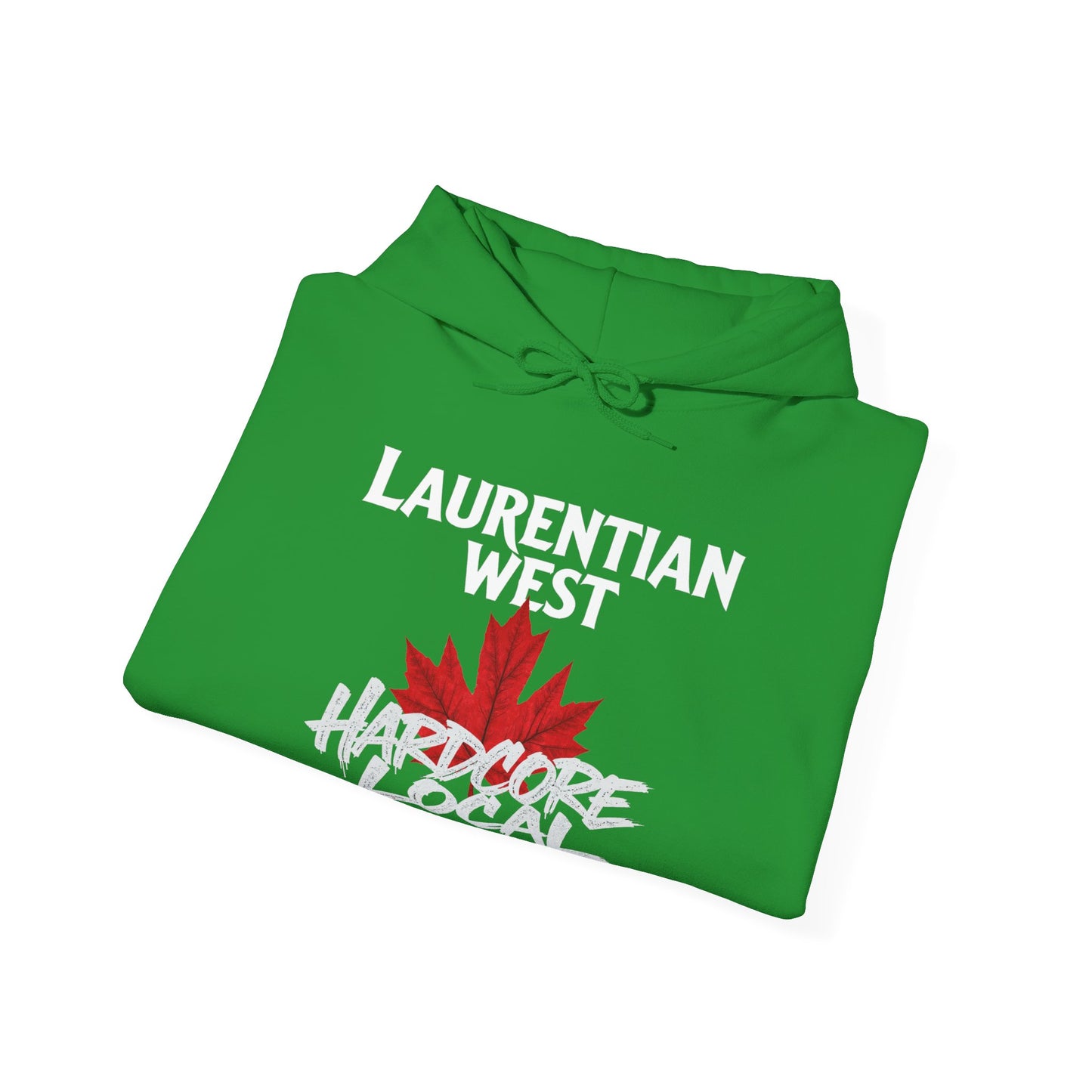 Laurentian West HARDCORE LOCAL red leaf, Hooded Sweatshirt - c03-n07-hs006 Unisex Heavy Blend™ Pullover, Casual Hoodie for Every Day, Gift for Friends, Support'n Locals -Local Pride Apparel Support Your Community