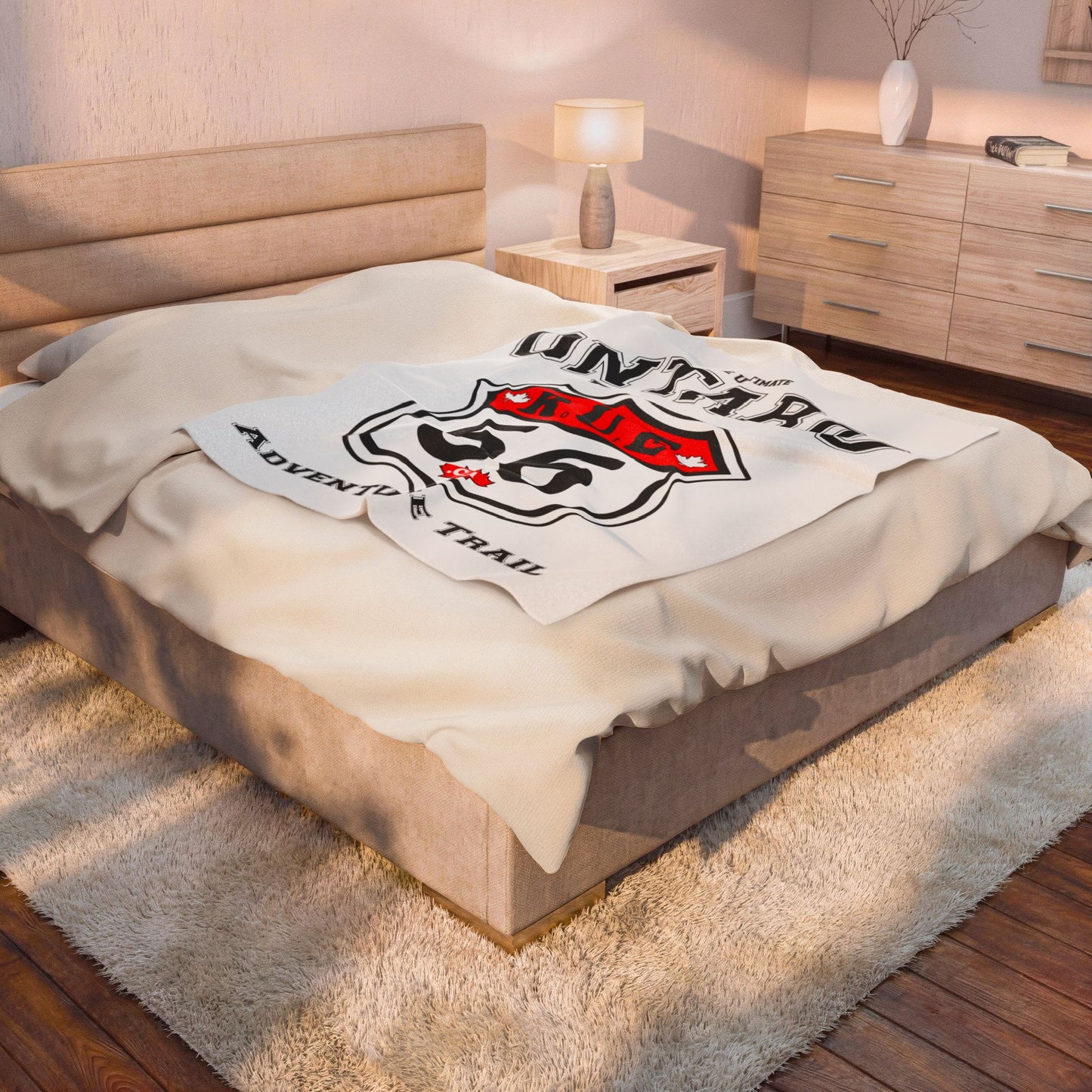 Ontario Rue 66 Blanket  -  Velveteen Plush Blanket — "happycampercrew.com other" Mountain Camper Throw Rue66.ca