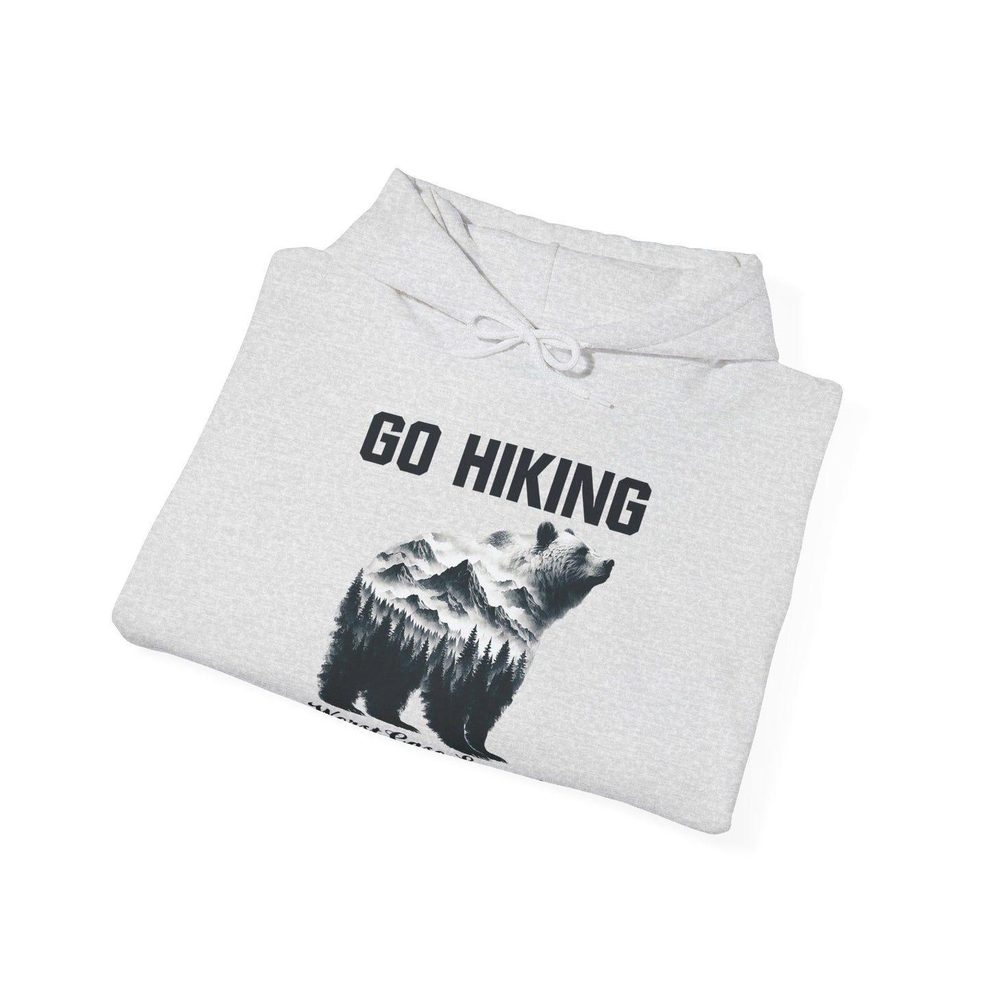 Go Hiking - Worst Case Hoodie | HappyCamperCrew.Com 100% Authentic | Cozy Camping Hoodie | Unisex Hooded Sweatshirt for Nature Lovers, Casual Wear, Gift for Him/Her, Outdoor Adventures, Cozy Days & Warm Nights by the Campfire