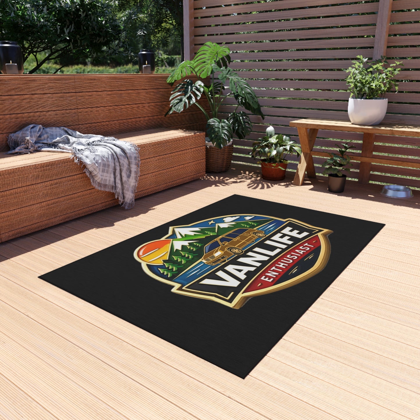 Vanlife Enthusiast Outdoor Rug — Camping Van Adventure Doormat