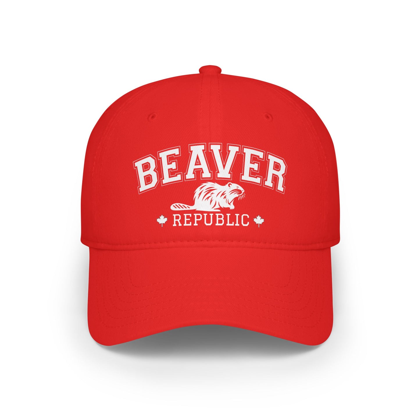 Beaver Republic Red Low Profile Baseball Cap, Adjustable Hat, Outdoor Gear, Casual Style, Gift for Nature Lovers Canada Patriotic