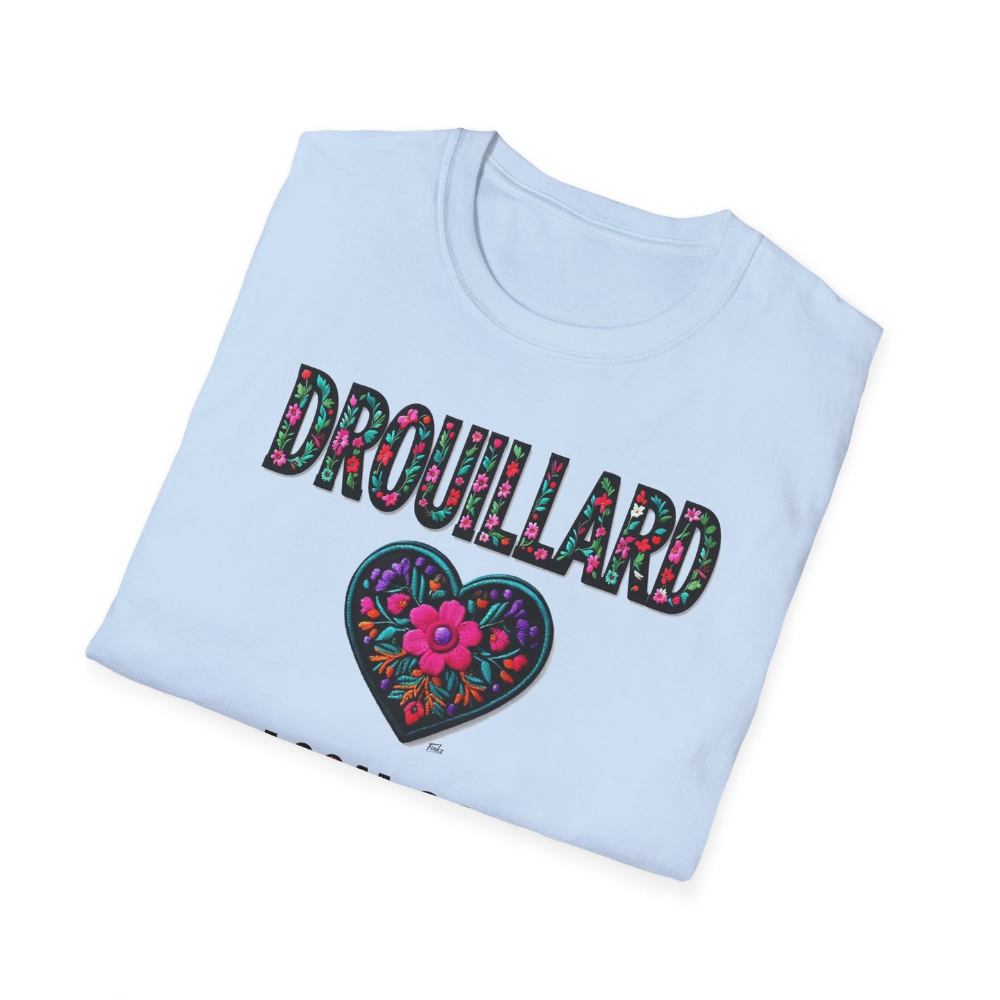 DROUILLARD Local Gal Flower-Heart T-Shirt, Softstyle Graphic Tee, Unisex Casual Wear, Support Local Merch, Gift for Community Lovers, Finkz WINDSOR