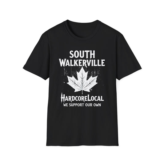SOUTH WALKERVILLE, We Support Our Own 2, Hardcore Local White Leaf T-Shirt, Softstyle Graphic Tee, Unisex Casual Wear, Support Local Merch, Gift for Community Lovers Finkz Windsor