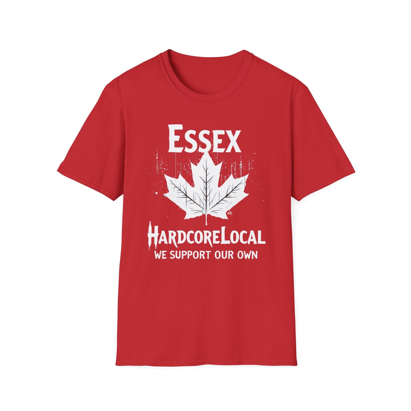 ESSEX, We Support Our Own 2, Hardcore Local White Leaf T-Shirt, Softstyle Graphic Tee, Unisex Casual Wear, Support Local Merch, Gift for Community Lovers Finkz Windsor