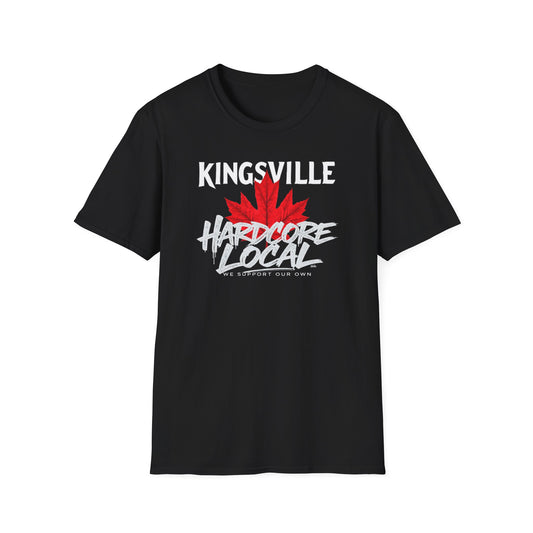 KINGSVILLE Hardcore Local, We Support Our Own,  Red Leaf 3 T-Shirt, Softstyle Graphic Tee, Unisex Casual Wear, Support Local Merch, Gift for Community Lovers, FINKZ WINDSOR