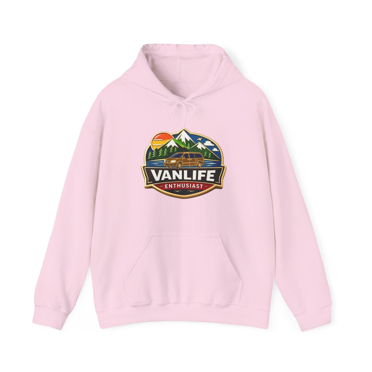 Vanlife Enthusiast Hoodie - Vintage Mountain Camper Graphic Hooded Sweatshirt